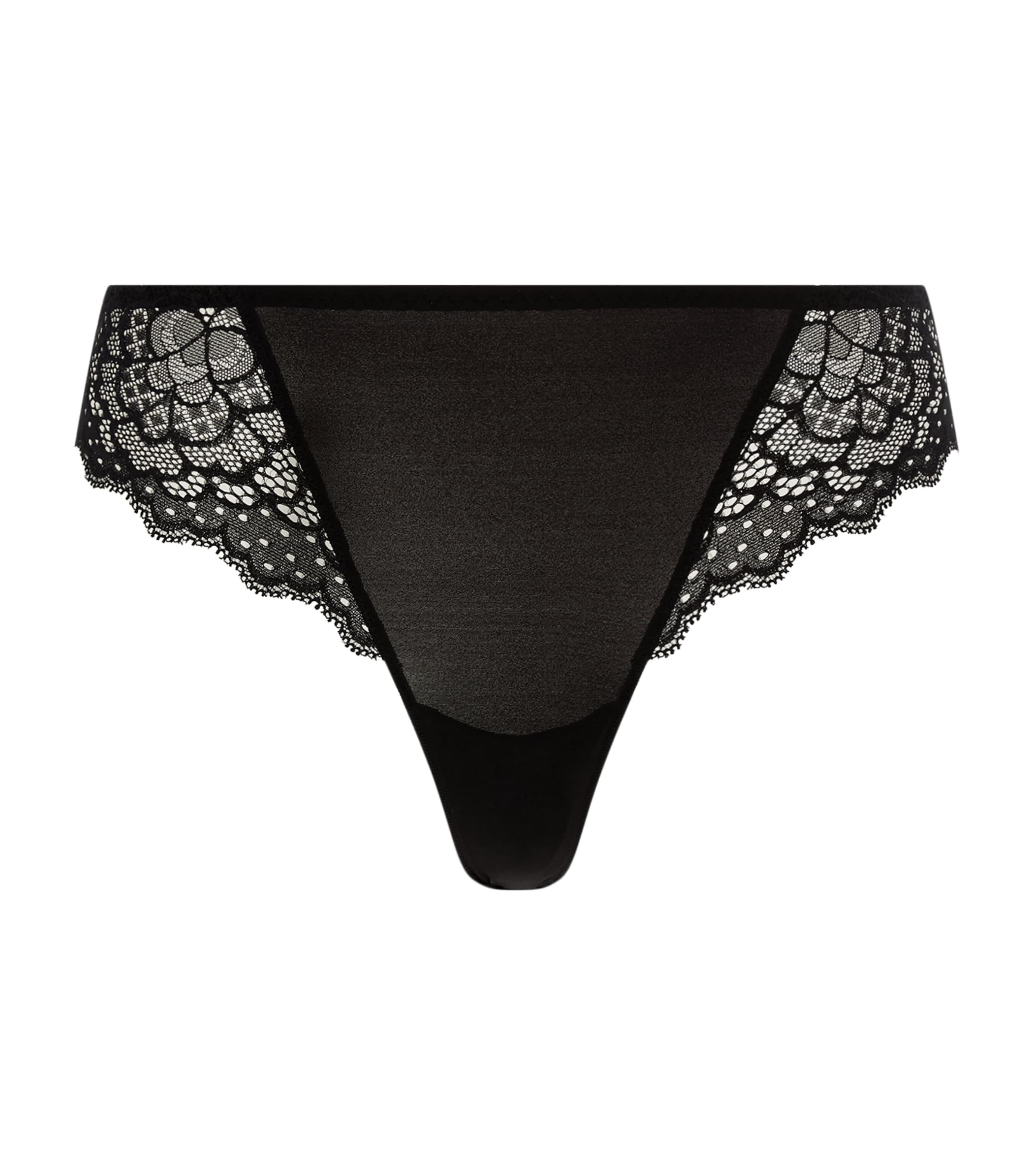 Simone Perele Floral Lace Thong In Black