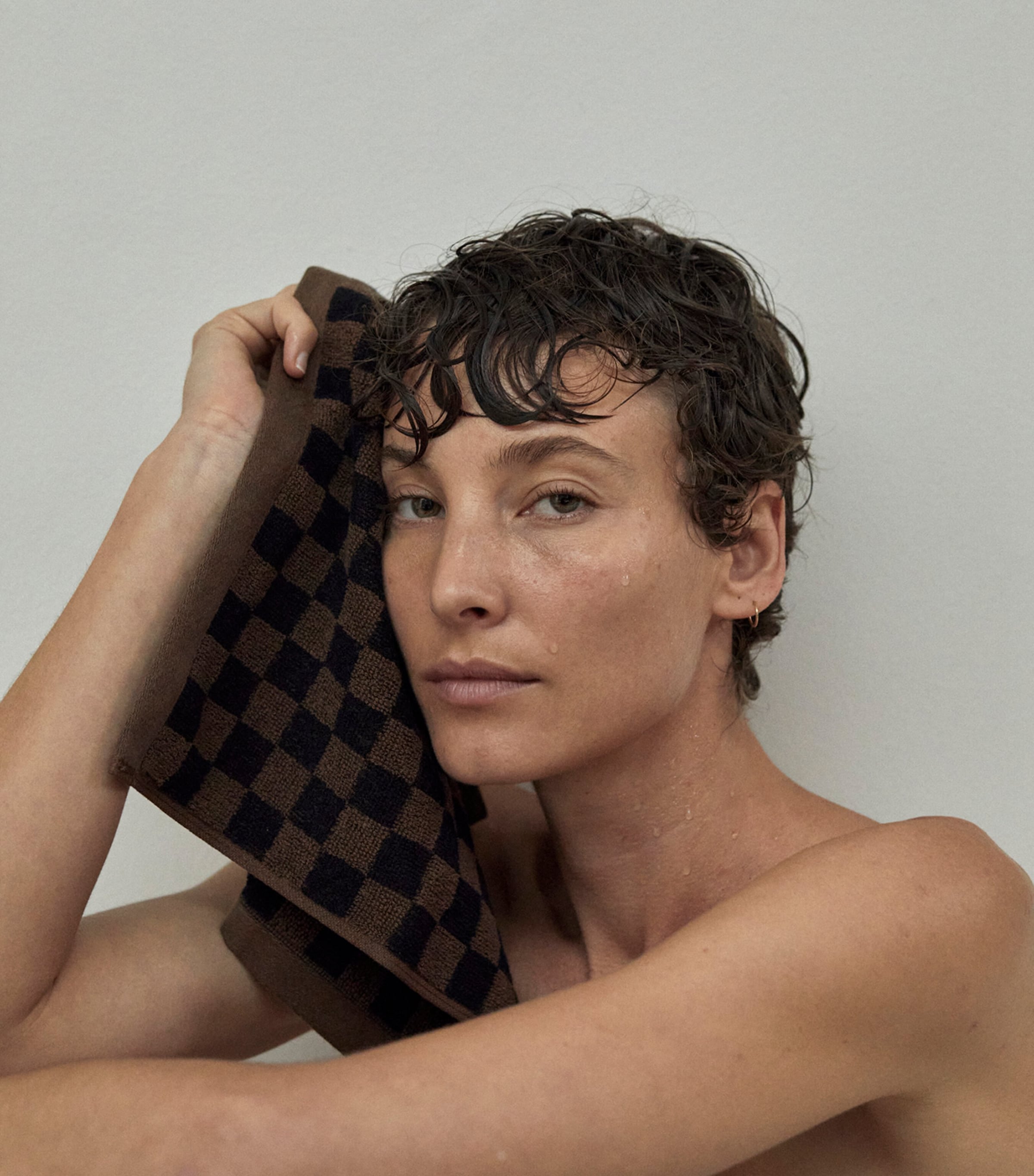 Check Quill Facecloth (30cm x 30cm) TABAC Image 3