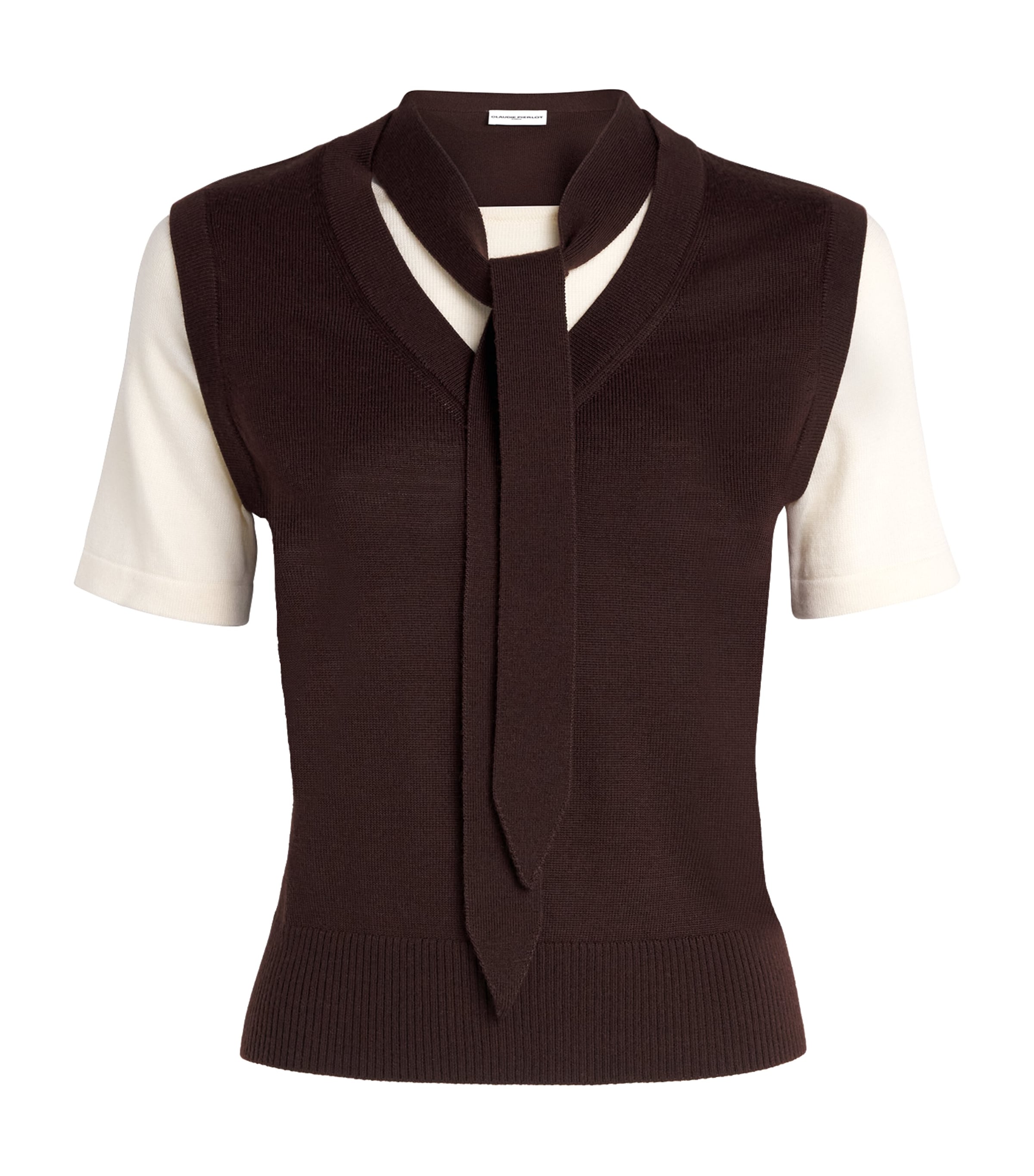 Claudie Pierlot Womens Wool-Blend Layered Sweater Dual Color Image 1
