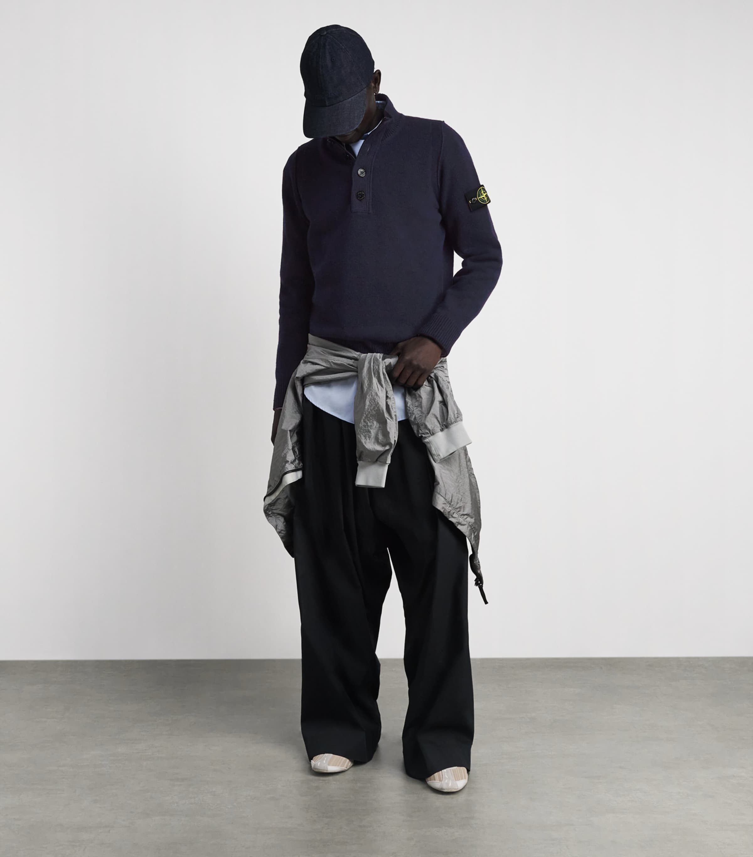 Stone Island Mens Wool-Blend Button-Up Sweater Image 2