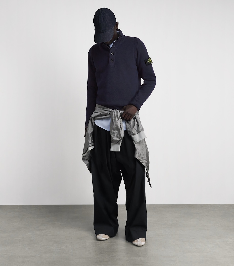 Stone Island Mens Wool-Blend Button-Up Sweater Image 2