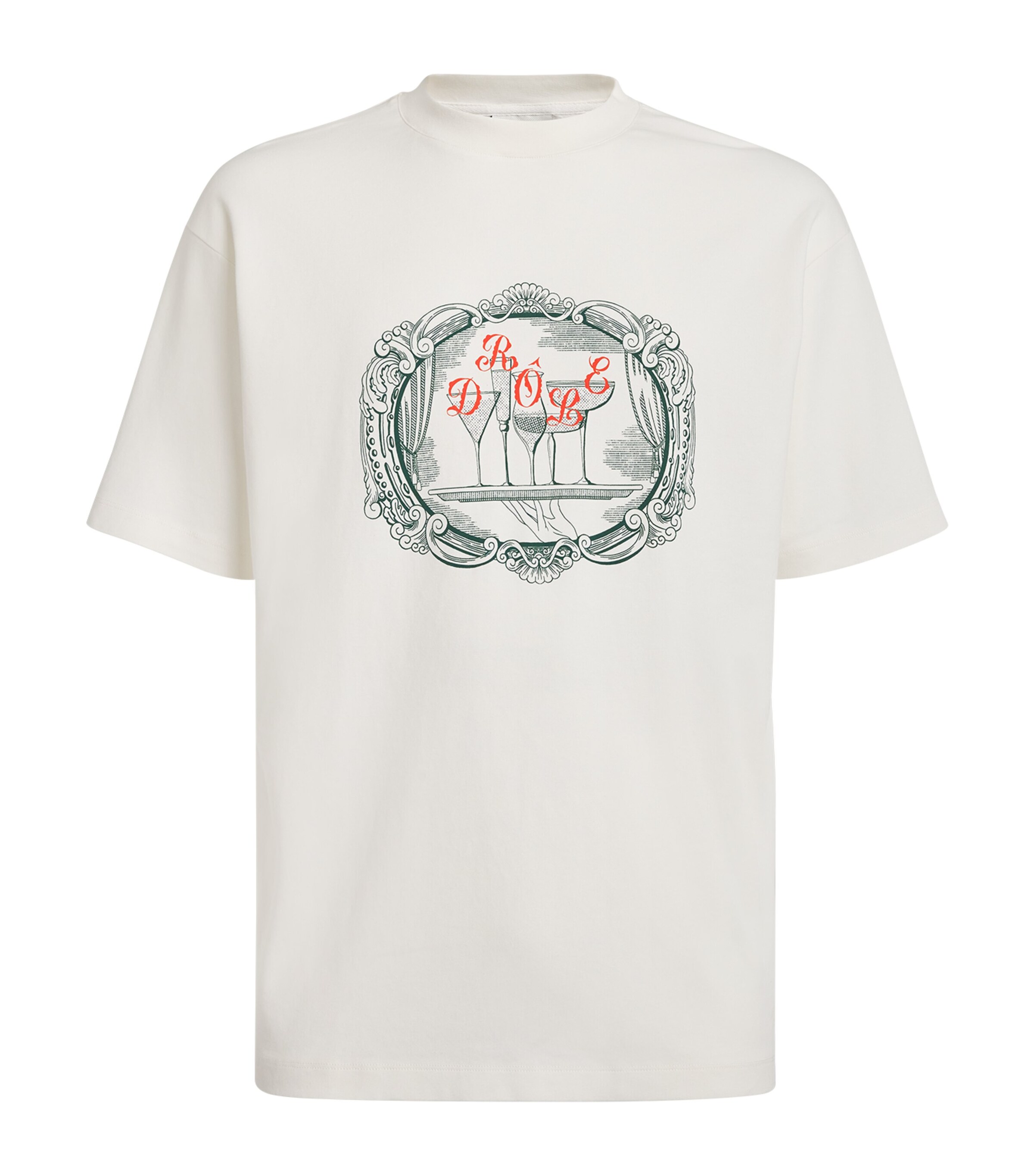 Drôle De Monsieur Mens Cotton Plateau Print T-Shirt Ow / Off White Image 1