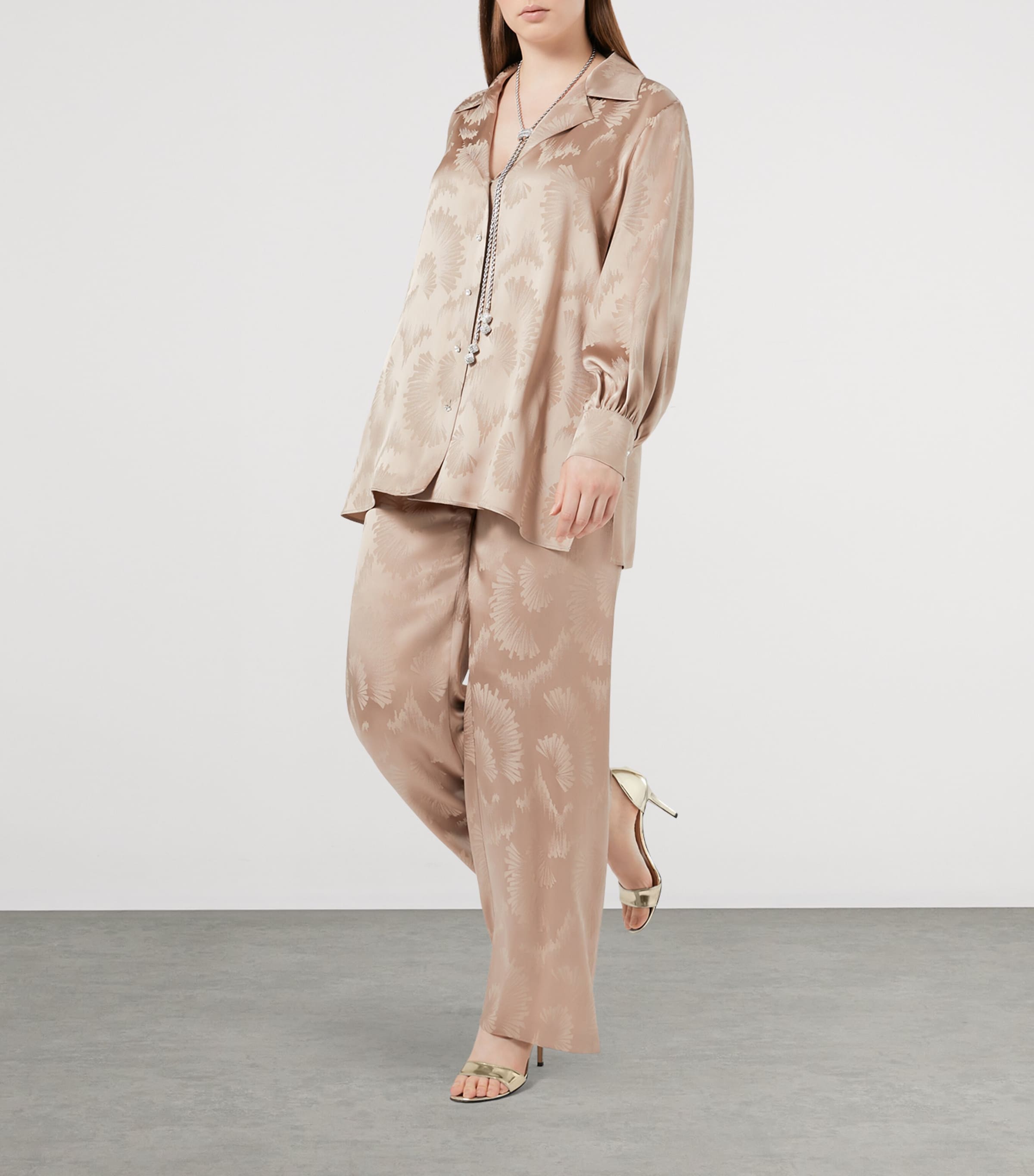 Satin Textured Faraone Shirt BEIGE Image 4