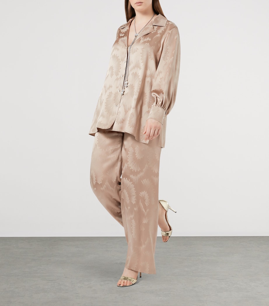 Satin Textured Faraone Shirt BEIGE Image 4