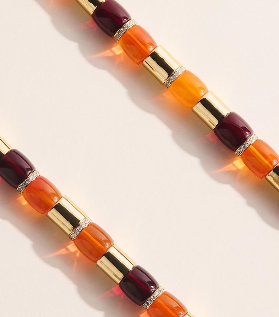 Eddie Borgo Gold-Plated Amber, Carnelian and Pavé Crystal Patch Necklace Gold Image 5