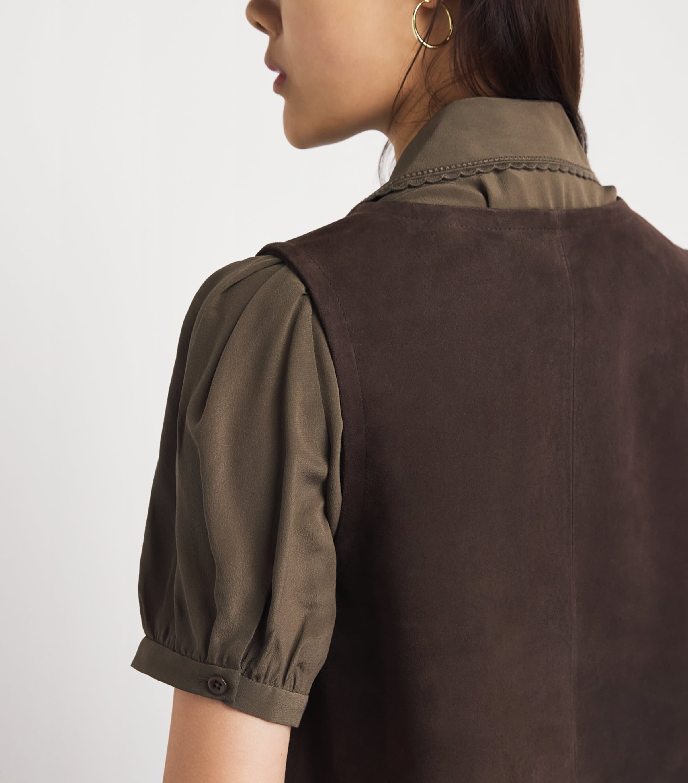 FRAME Womens Suede Safari Tent Mini Dress Dark Brown Image 3