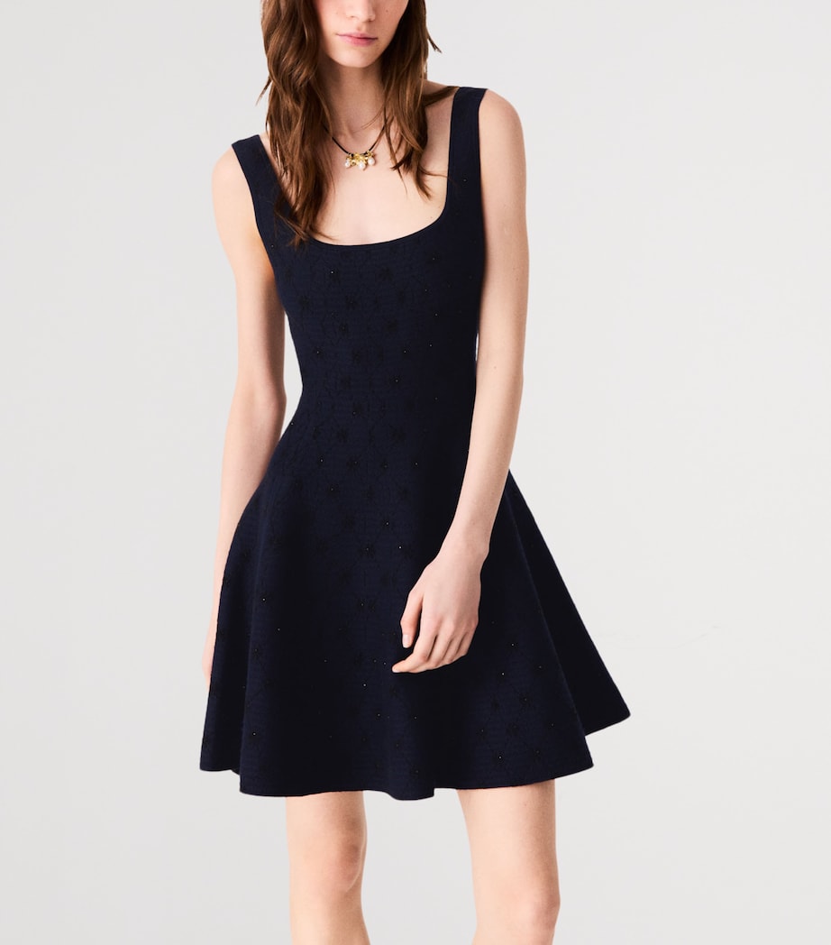 Maje Womens Embellished Jacquard Mini Dress Navy Image 5