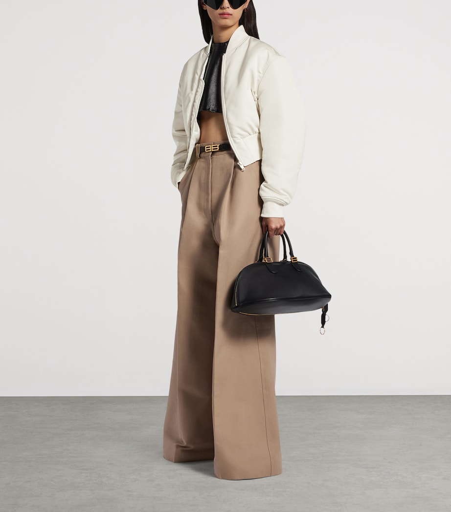 Balenciaga Womens Technical Faille Cropped Bomber Jacket Image 2