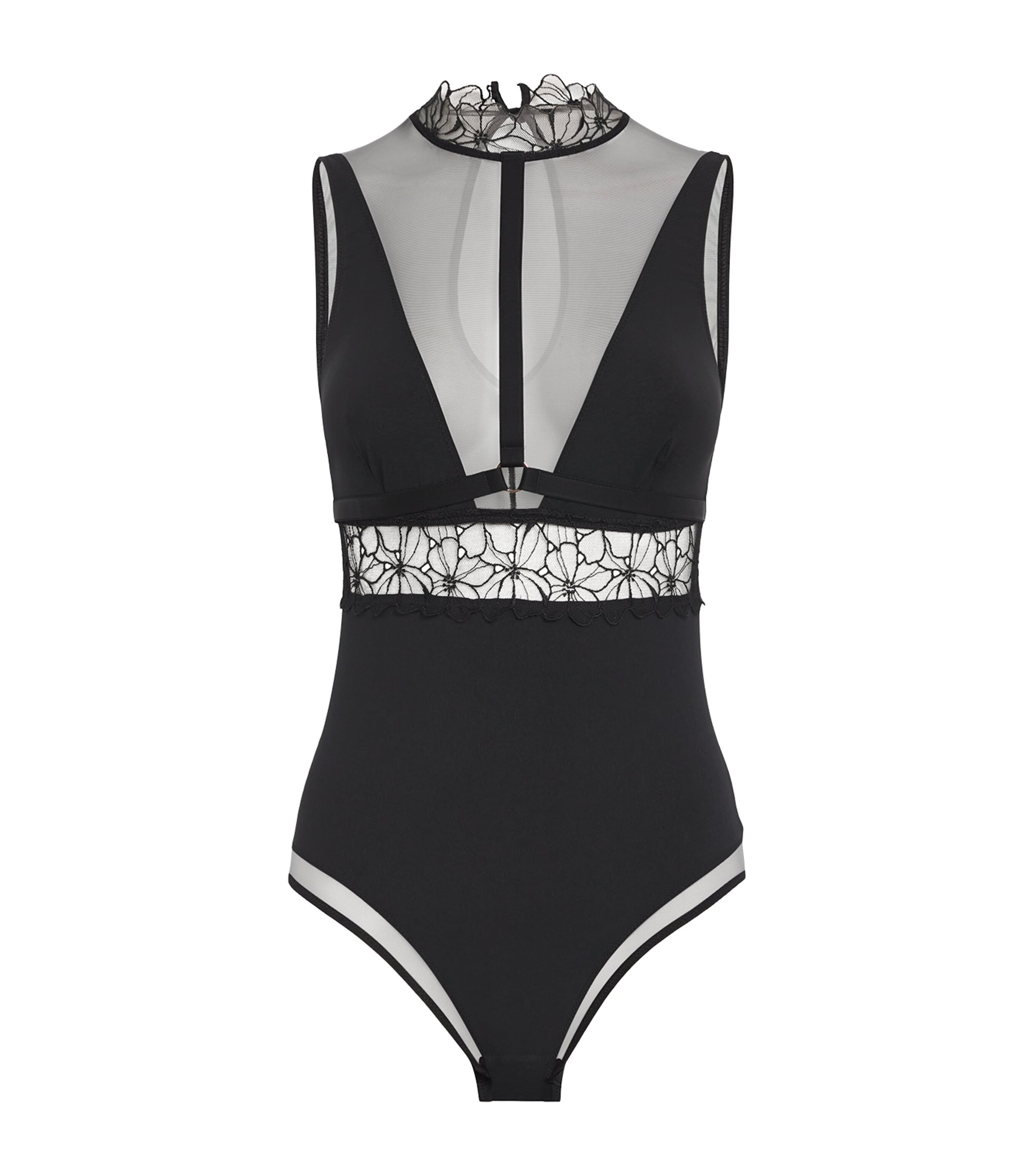 Simone Perele Lace-trim Jeanne Bodysuit In Black