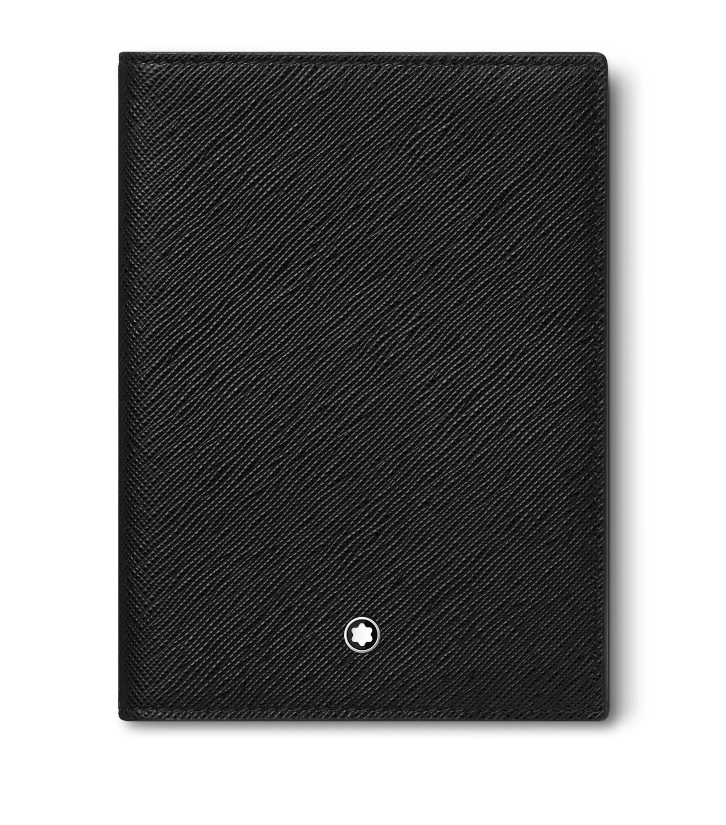 Leather Sartorial Passport Holder BLACK Image 1
