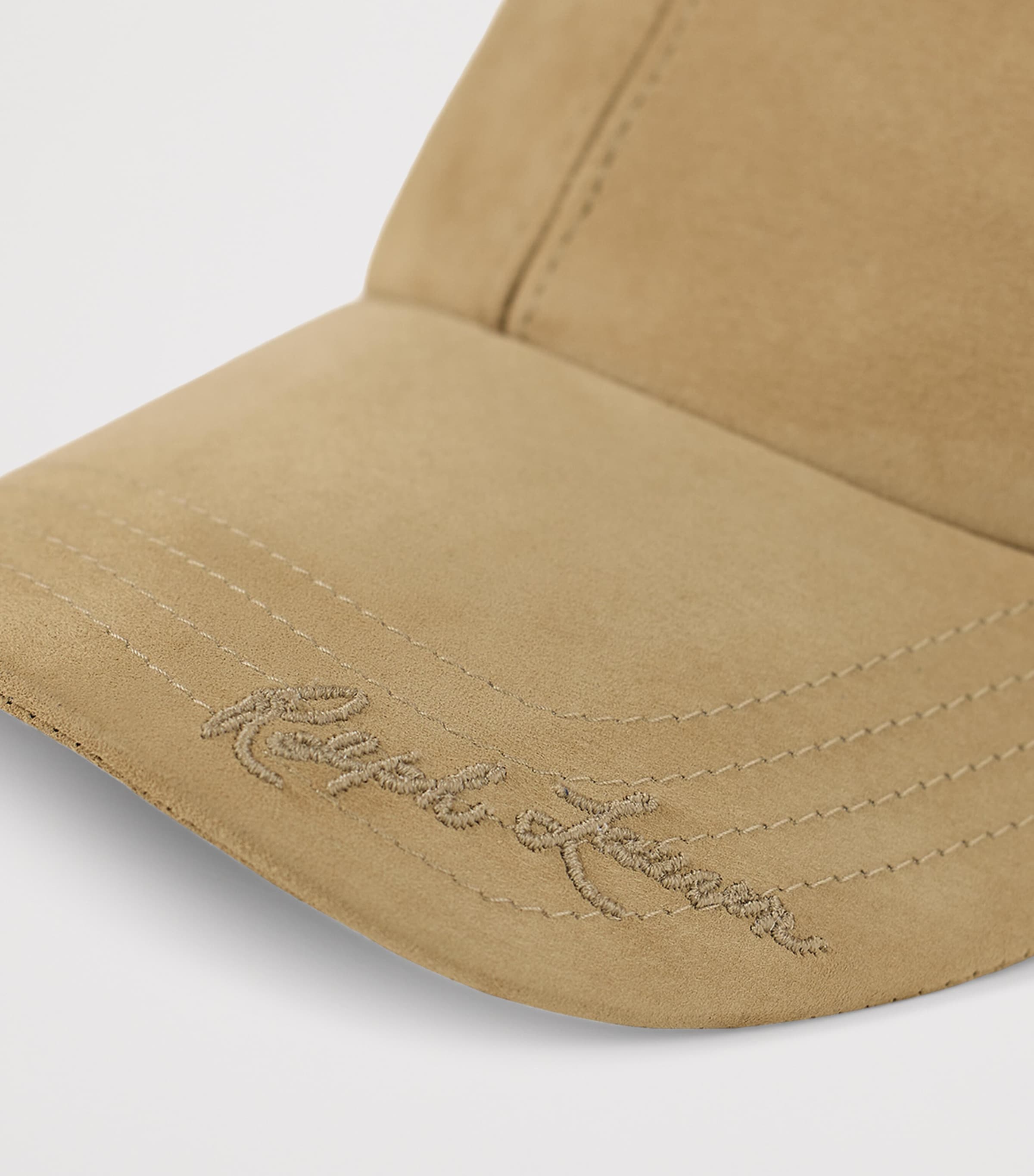 Suede Embroidered Baseball Cap TAN Image 3