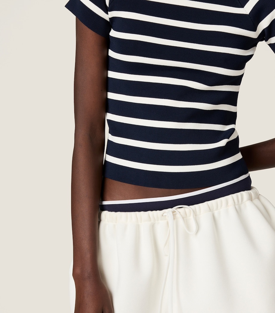 Stripe Short-Sleeve Sweater F0761 Image 5