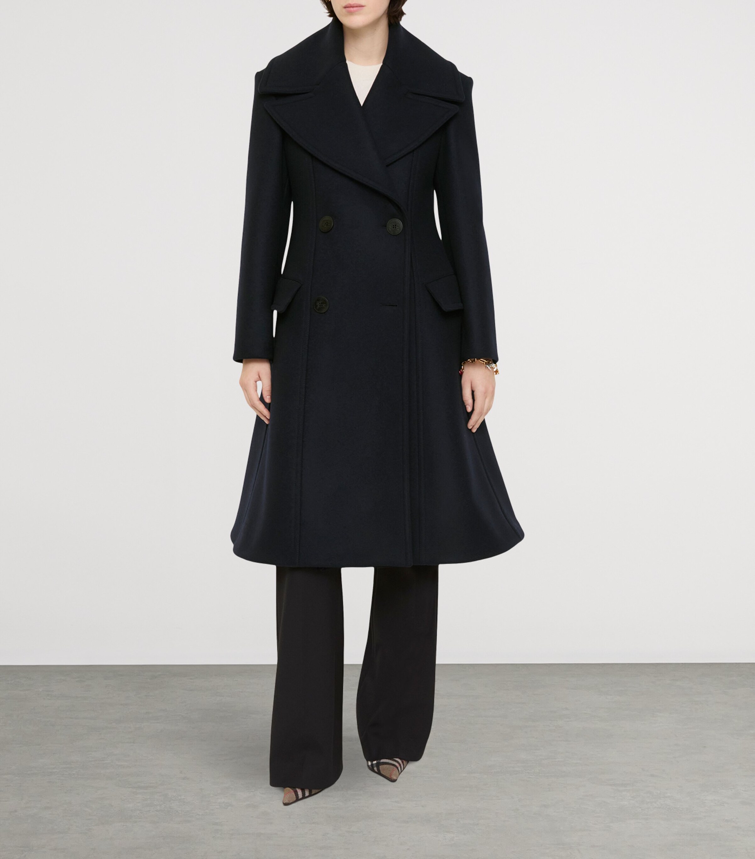 Burberry Womens Wool Tailored Coat Navy Image 2
