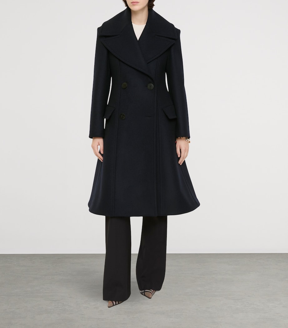 Burberry Womens Wool Tailored Coat Navy Image 2