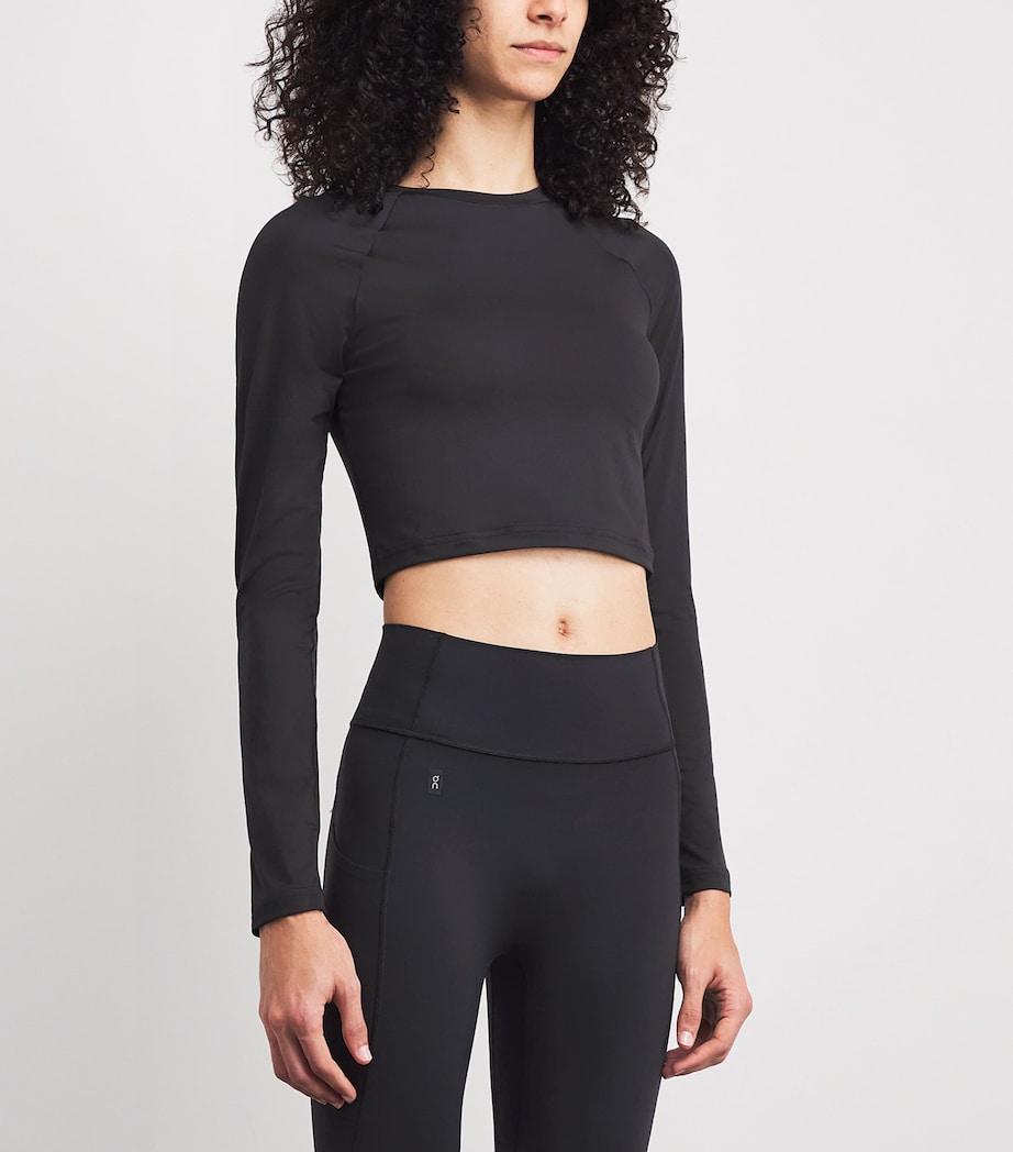 Long-Sleeve Studio Crop Top BLACK Image 3