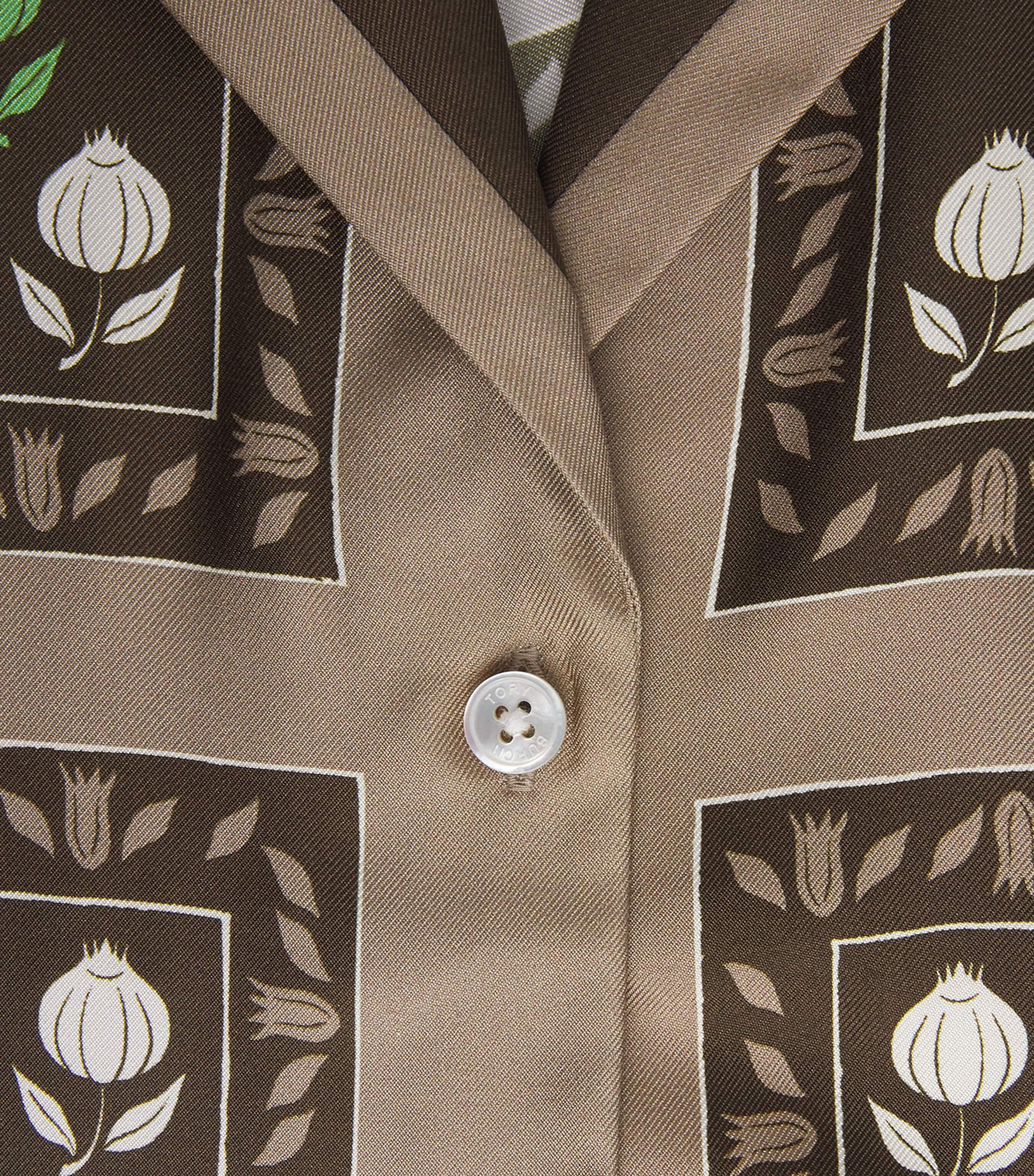 Tory Burch Womens Silk Pomegranate Print Shirt Chocolate Pmgrnte Image 6