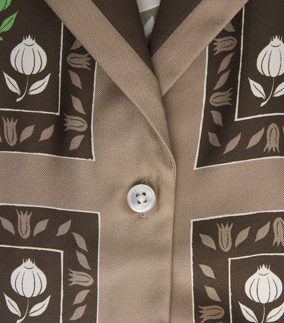 Tory Burch Womens Silk Pomegranate Print Shirt Chocolate Pmgrnte Image 6