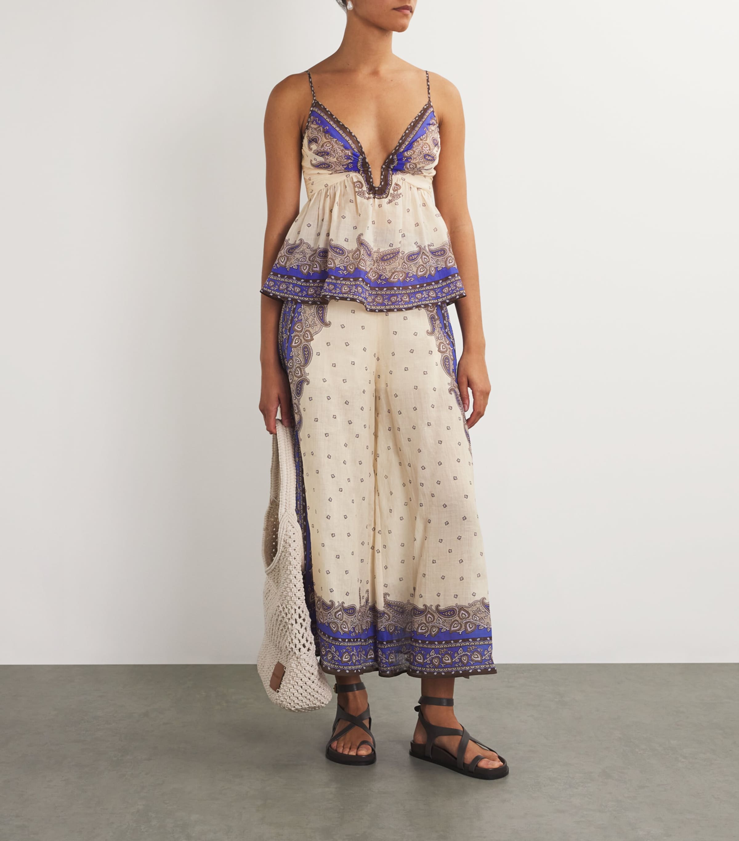 Zimmermann Womens Ramie Wide-Leg Maxine Trousers Purple Paisley Image 2