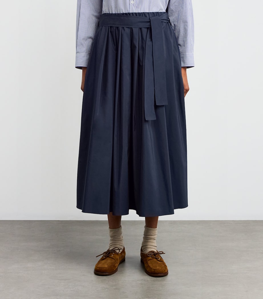 Taffeta Tie-Belt Midi Skirt NAVY Image 3