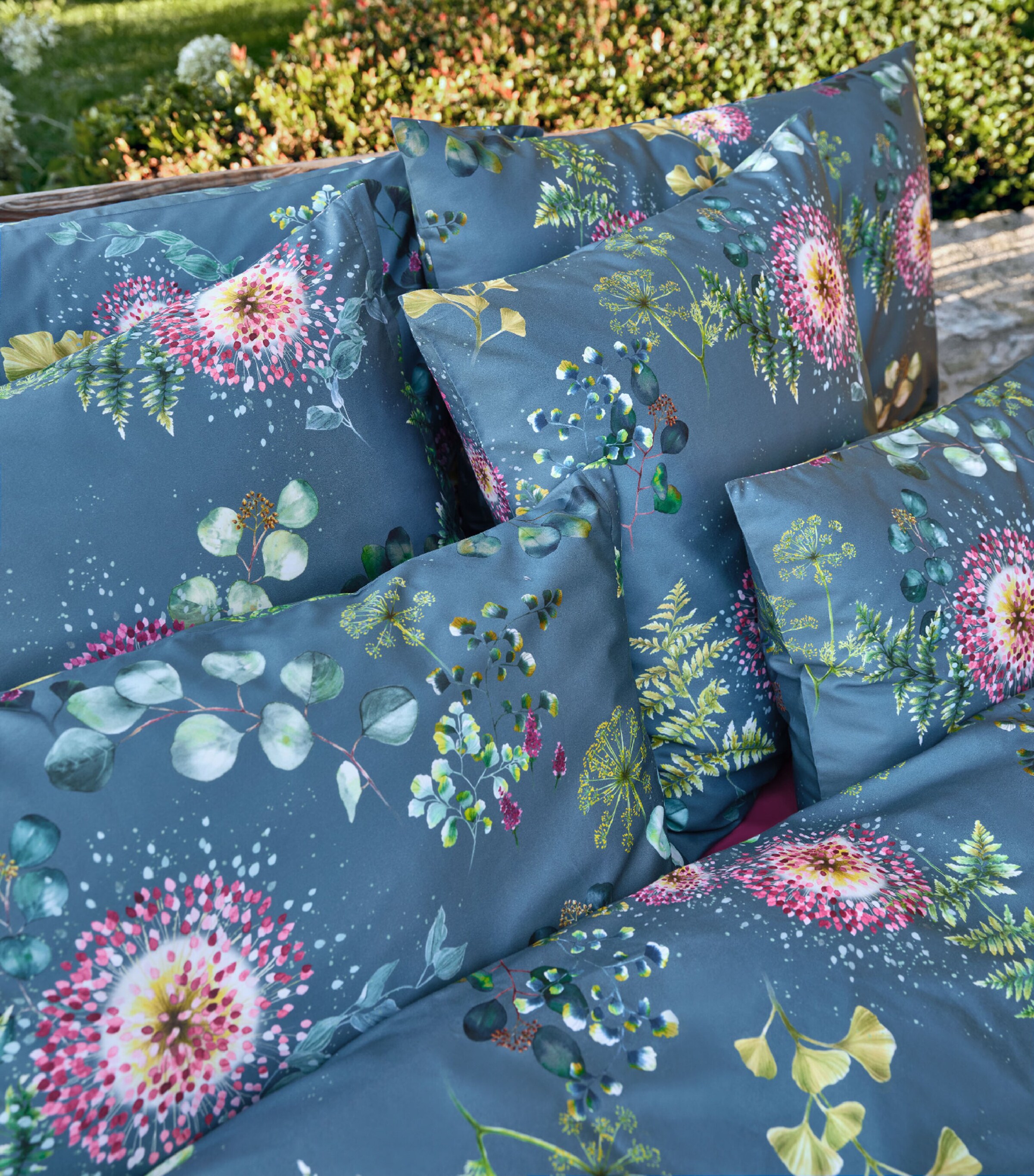 Schlossberg Cotton Sateen Nele King Duvet Cover (220cm x 230cm) Vert Image 3