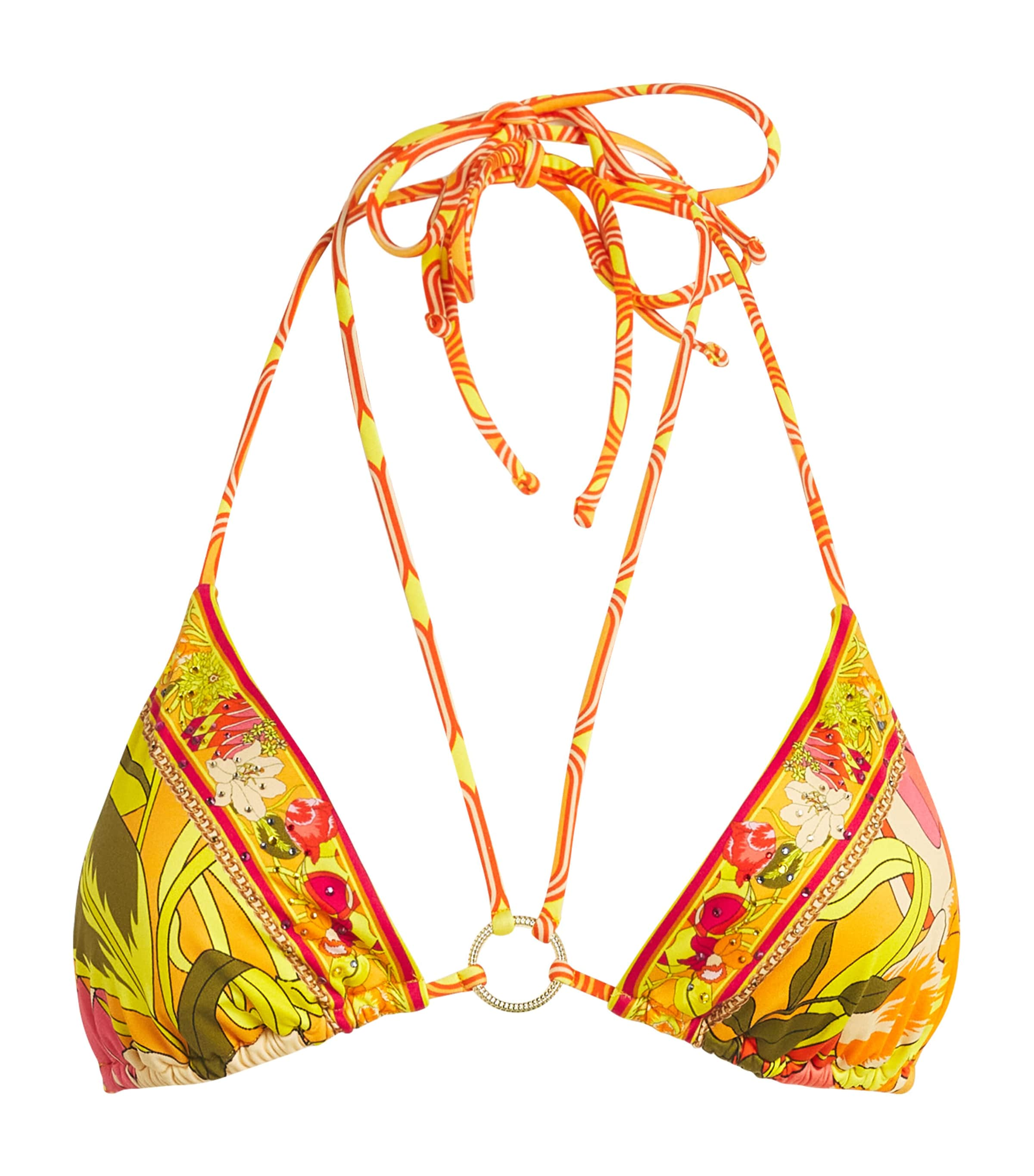 Camilla Floral Halterneck Bikini Top In Multi