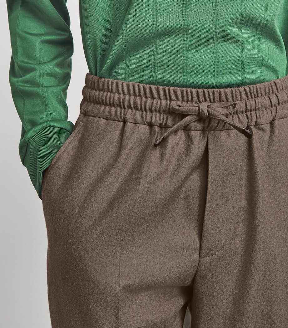 Drôle de Monsieur Mens Virgin Wool-Blend Drawstring-Waist Trousers Light Brown Image 3