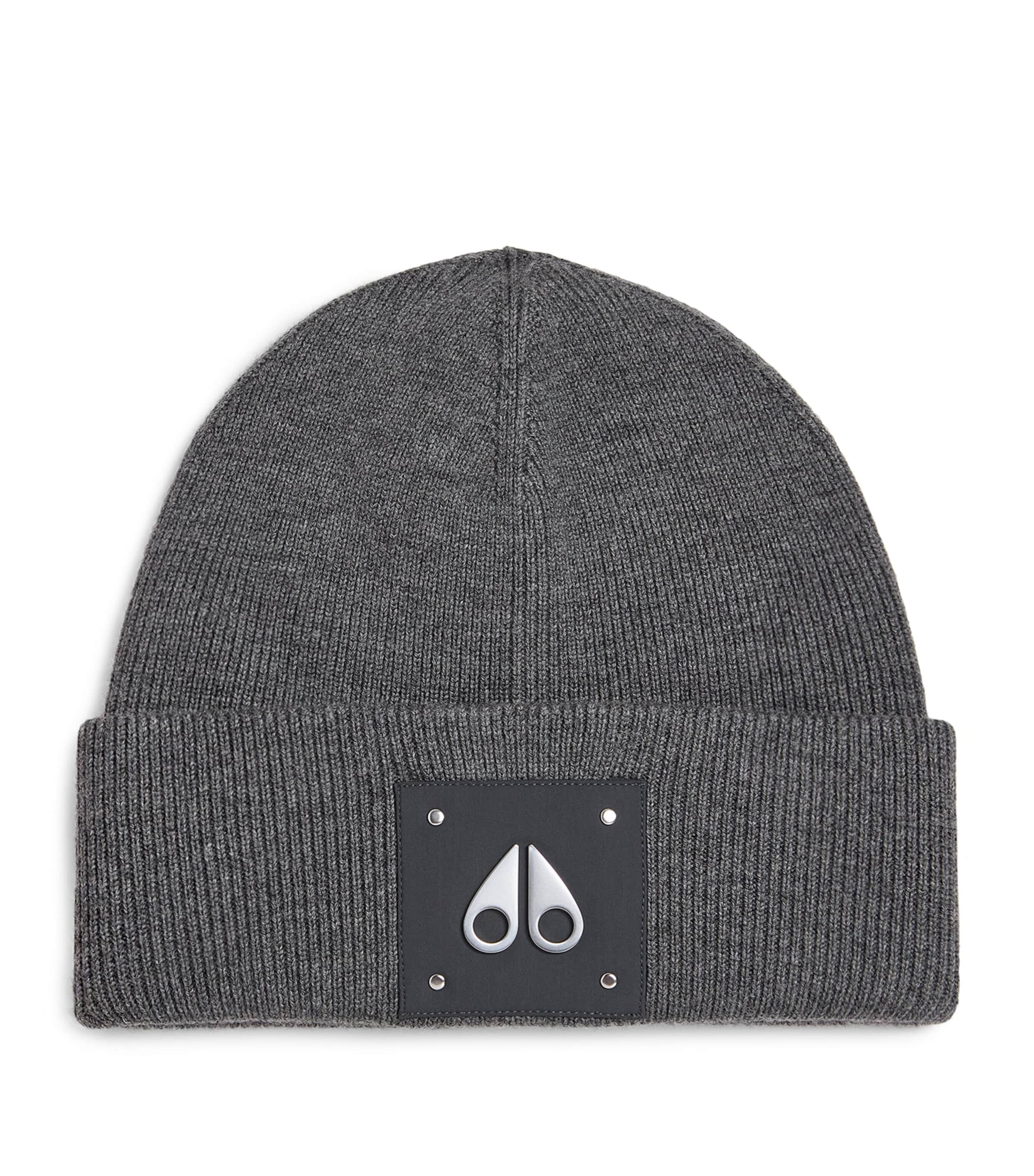 Moose Knuckles Wool Logo Beanie In Gray