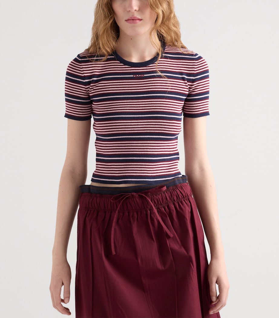 Prada Womens Stretch-Cotton Stripe T-Shirt Image 3
