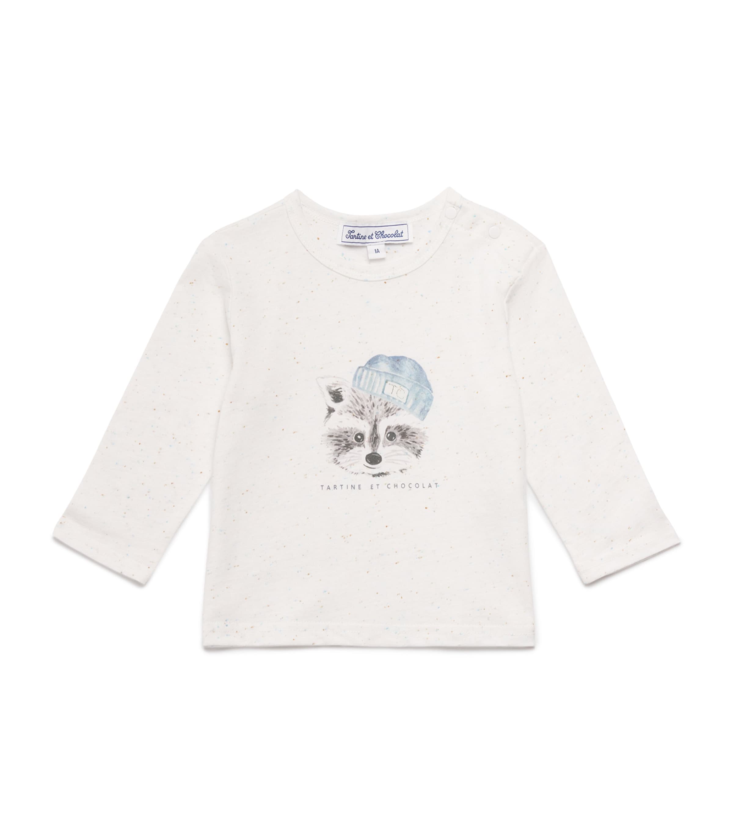 Cotton-Blend Raccoon Print T-Shirt (3 Months-4 Years) 13NACRE Image 1