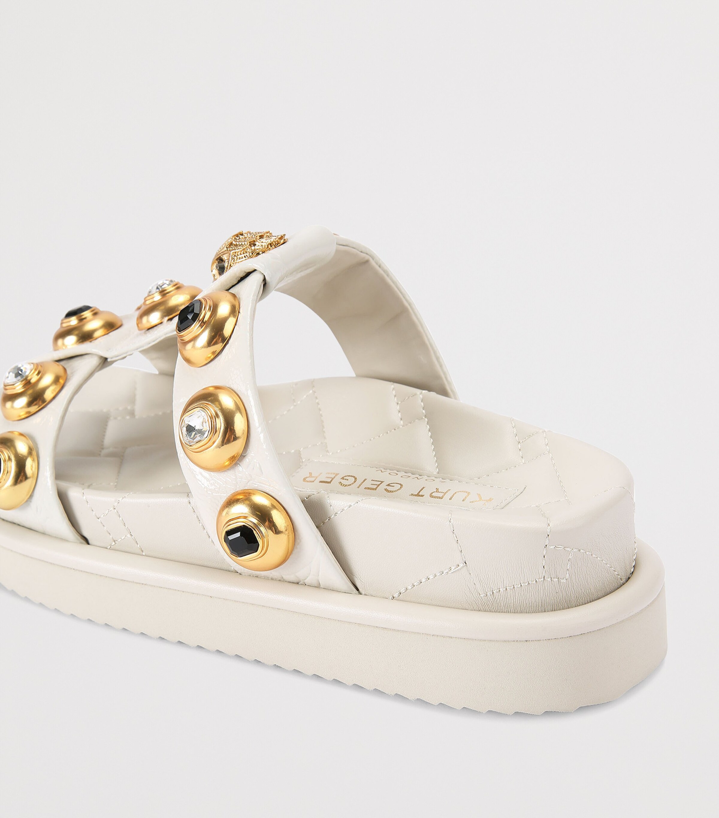 Kurt Geiger London Leather Croc-Embossed Orson Sandals Bone Image 2