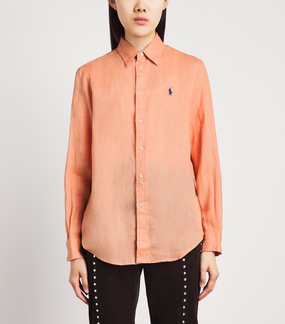 Polo Ralph Lauren Womens Linen Classic Shirt Pastel Coral Image 4