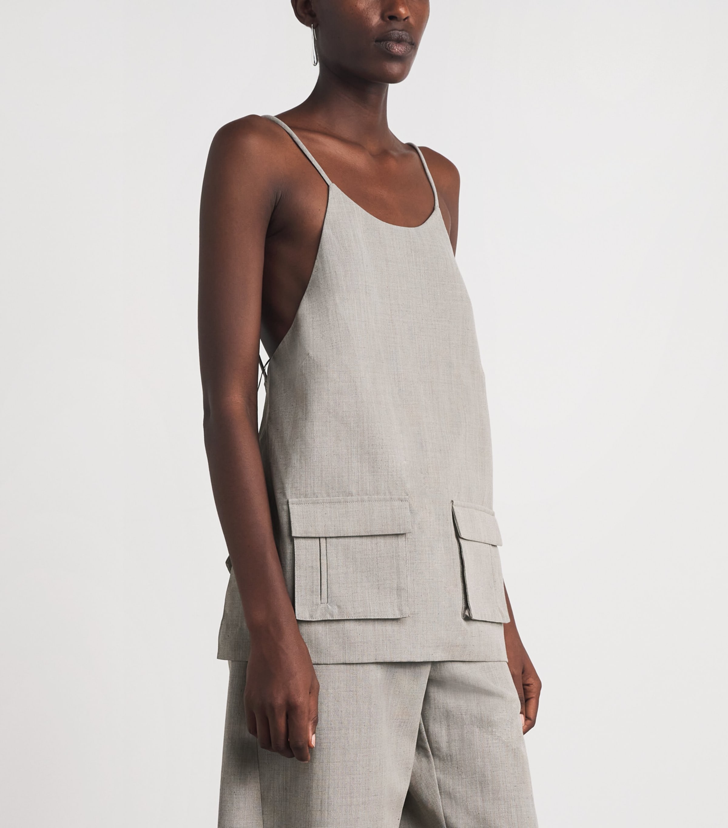 St. Agni Womens Backless Utility Sleeveless Top Pebble Melange Image 4