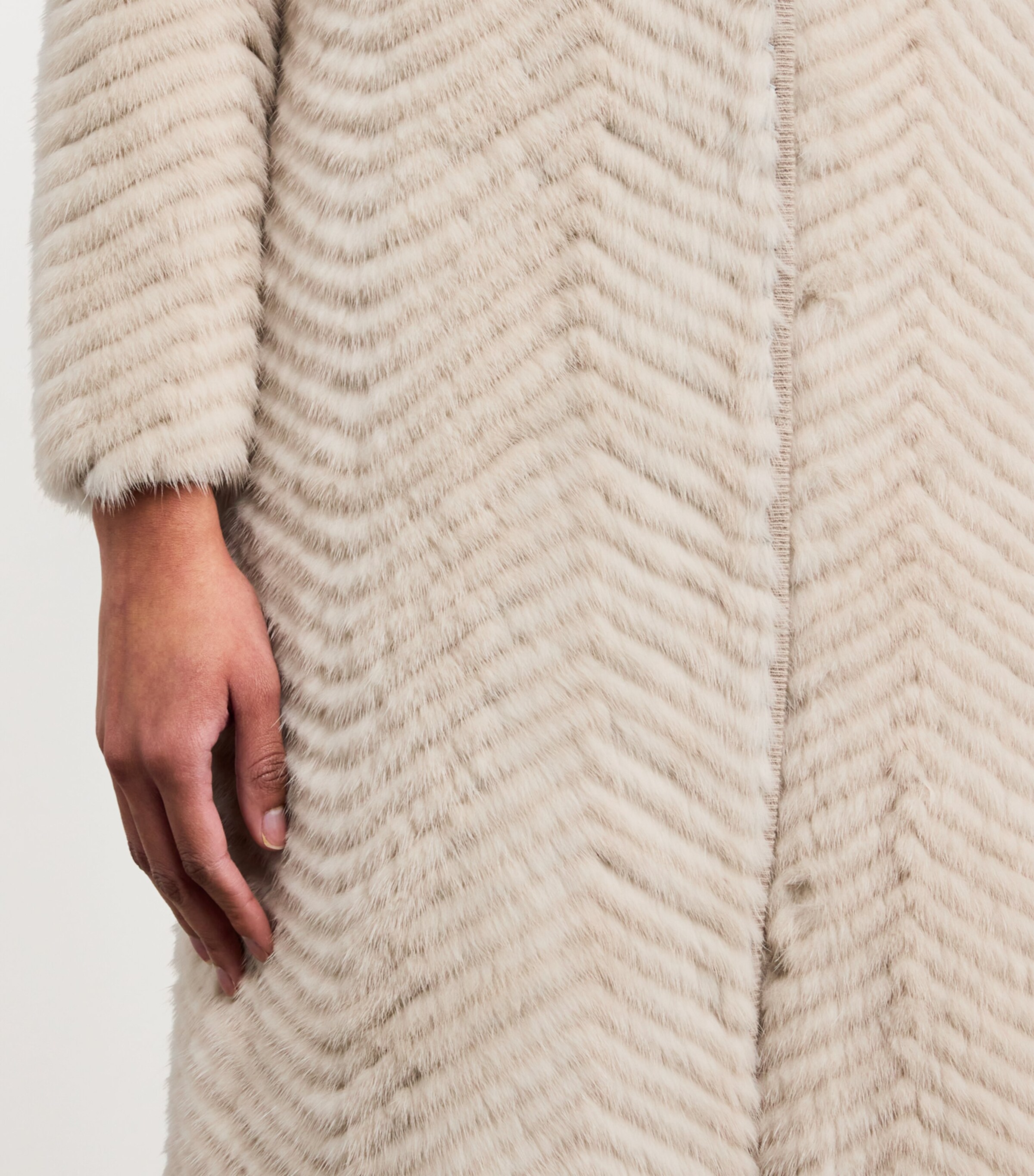 Yves Salomon Womens Wool-Fur Longline Coat Image 6