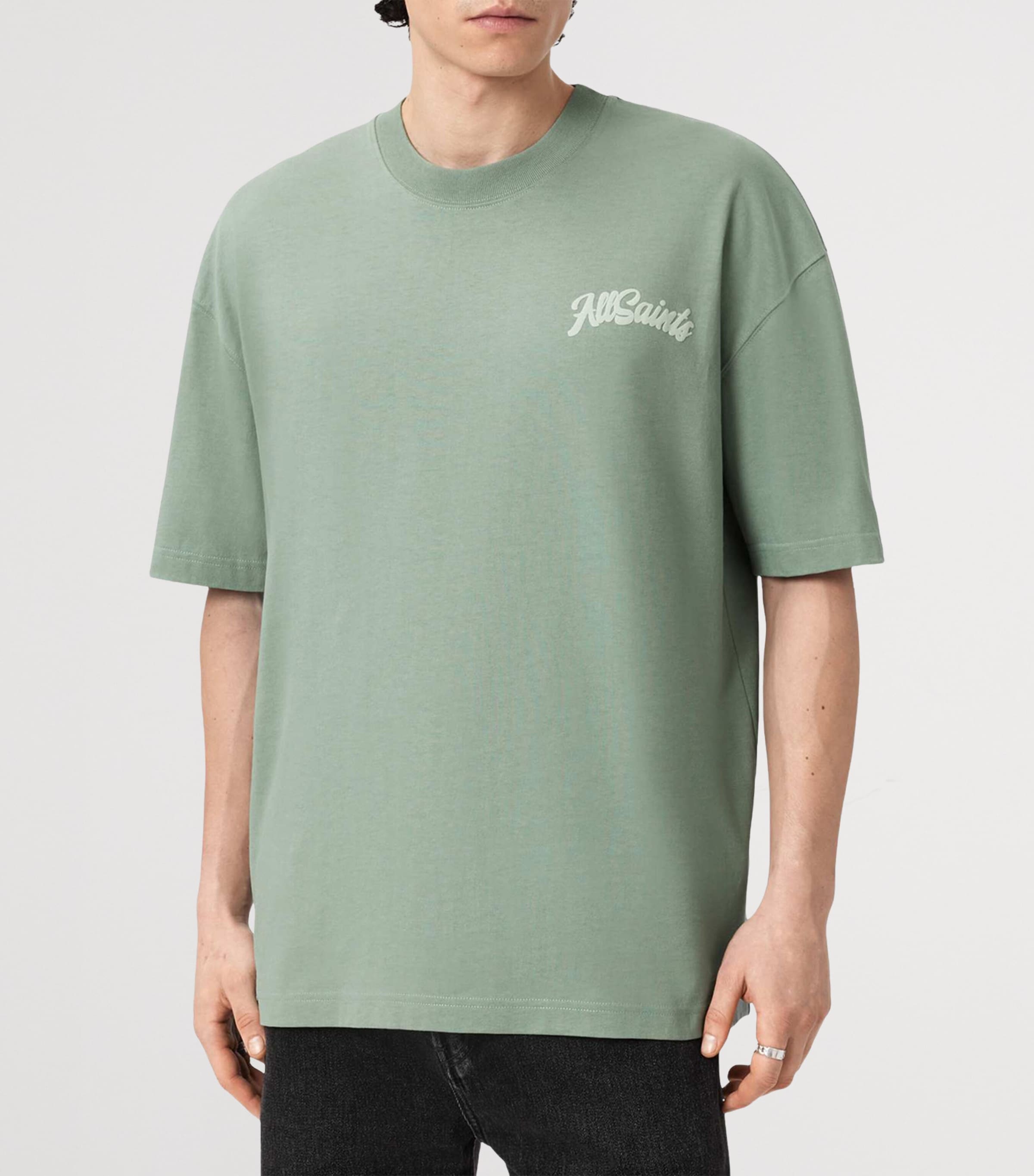 AllSaints Mens Organic Cotton Odyssey T-Shirt Spring Green Image 3