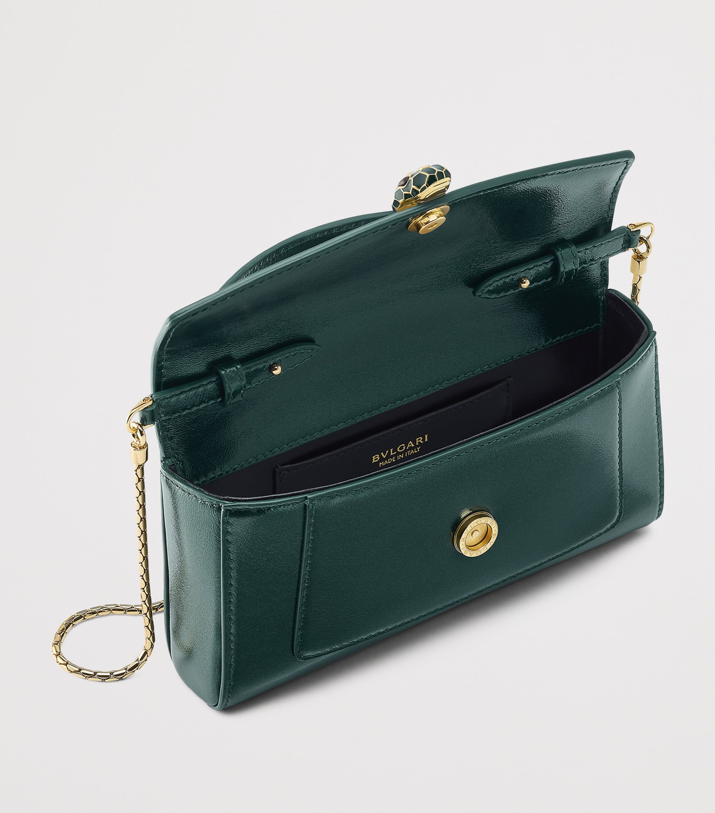 Bvlgari Calfskin Serpenti Forever Cross-Body Bag Green Medium Image 3