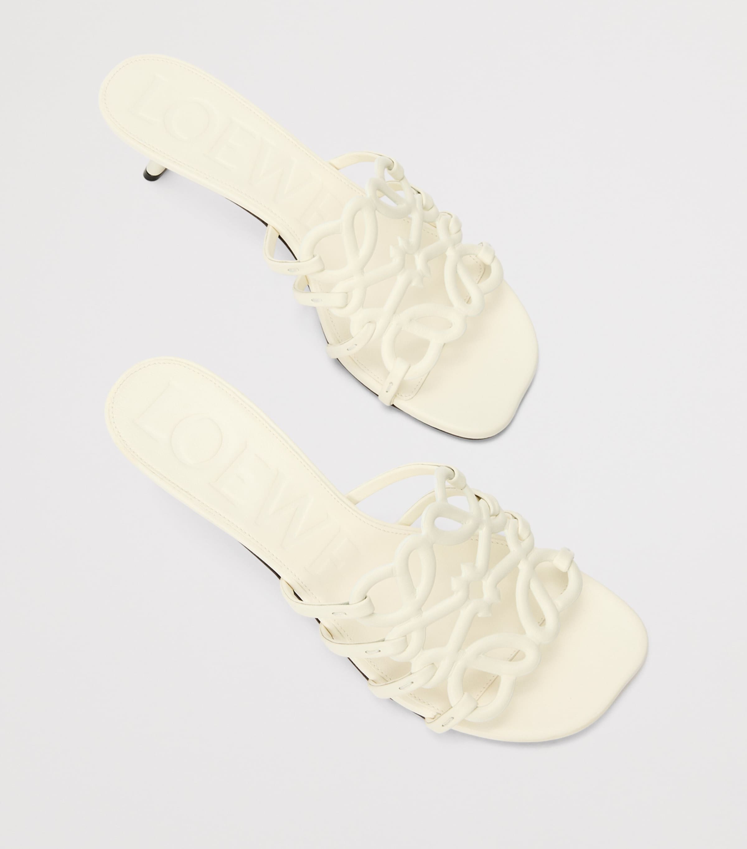 LOEWE x Paula's Ibiza Leather Petal Anagram Heeled Slides 45