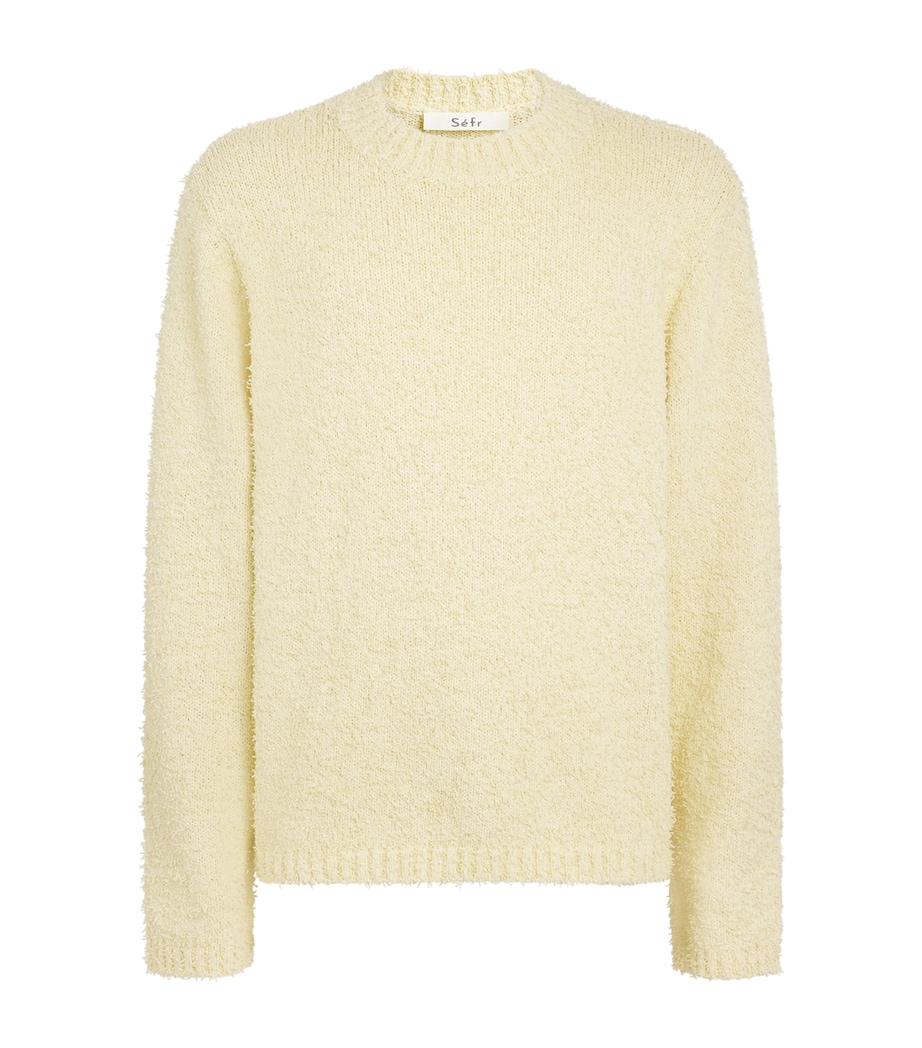 Séfr Mens Bouclé Odilon Sweater Textured Cream Image 1