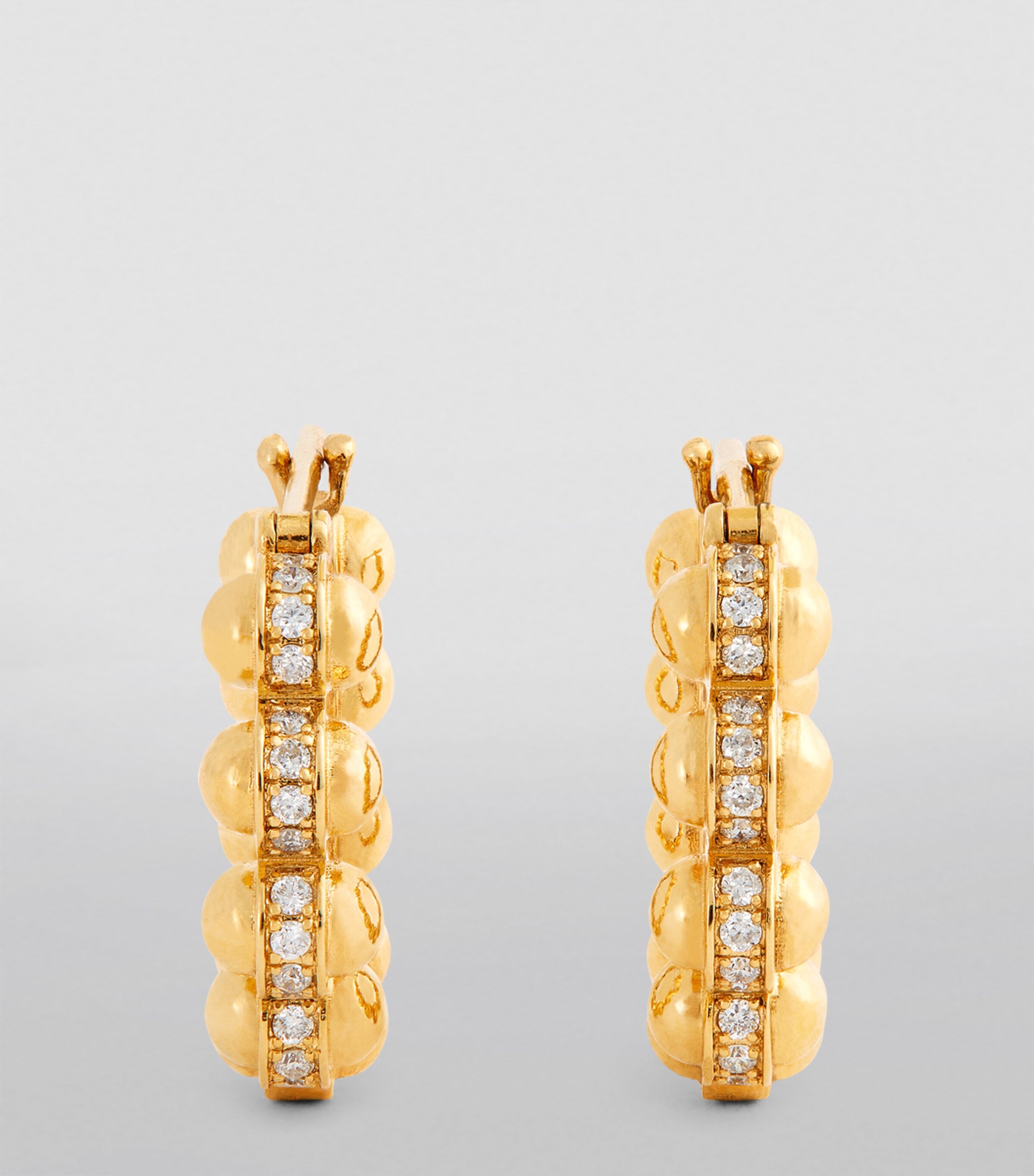 L'ATELIER NAWBAR Small Yellow Gold and Diamond Atoms Hoop Earrings Yellow Gold Image 2