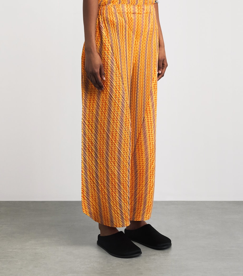 Pleats Please Issey Miyake Womens Cotton-Blend Zigzag Trousers Yellow Orange Image 4