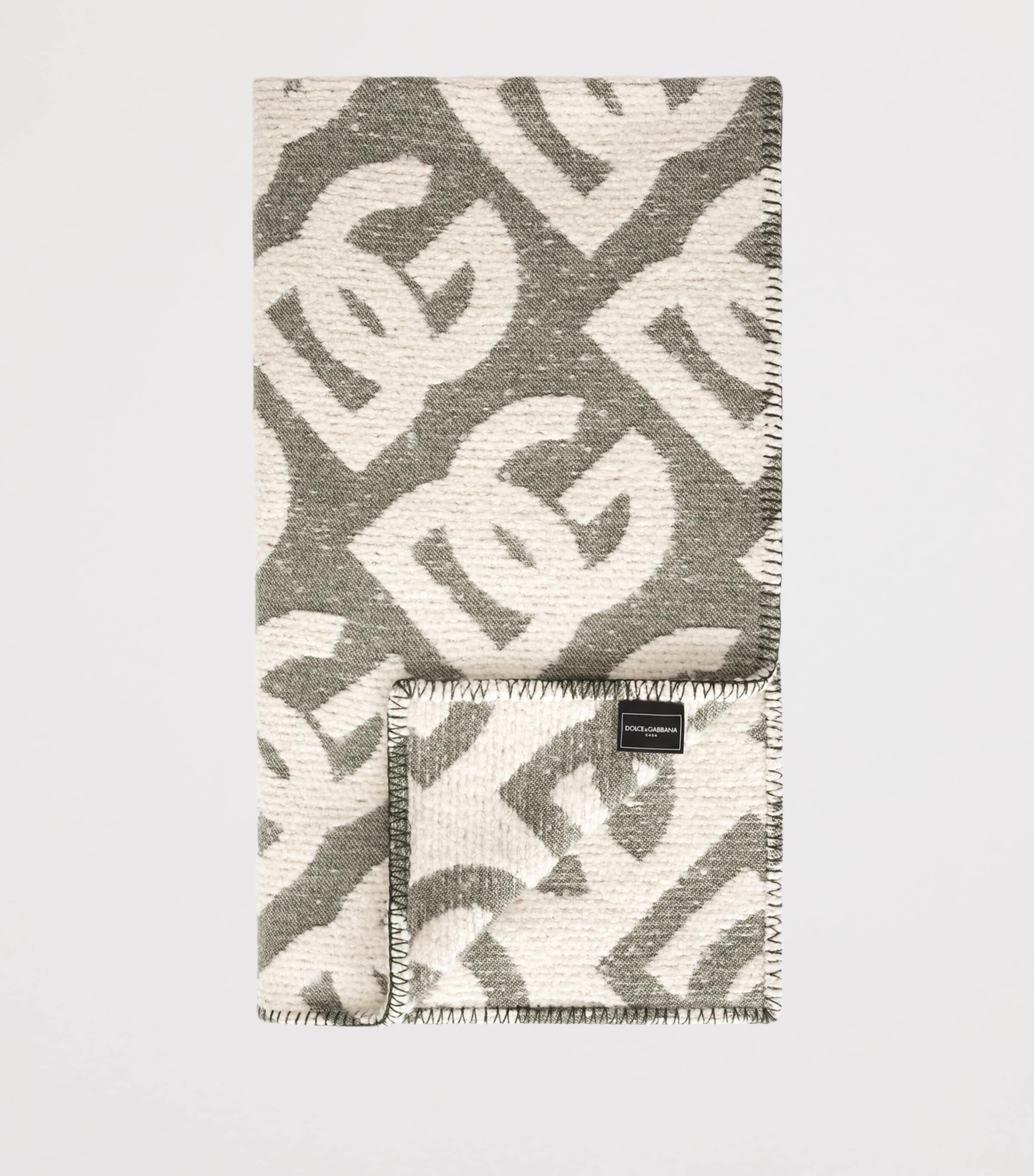 Wool-Cashmere-Silk Logo Throw (140cm x 180cm) U0020-VERDE Image 2