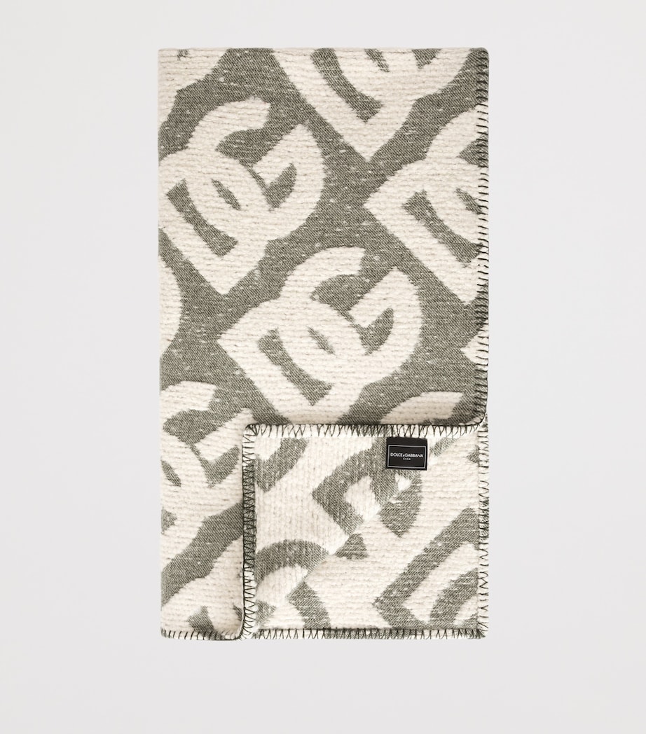 Wool-Cashmere-Silk Logo Throw (140cm x 180cm) U0020-VERDE Image 2