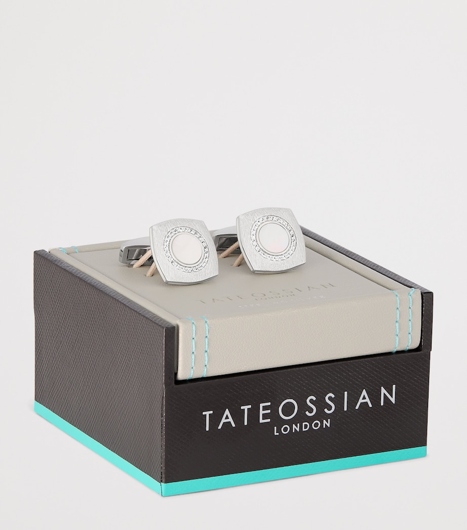 Sterling Silver and Sapphire Graffiato Cufflinks WHITE Image 3