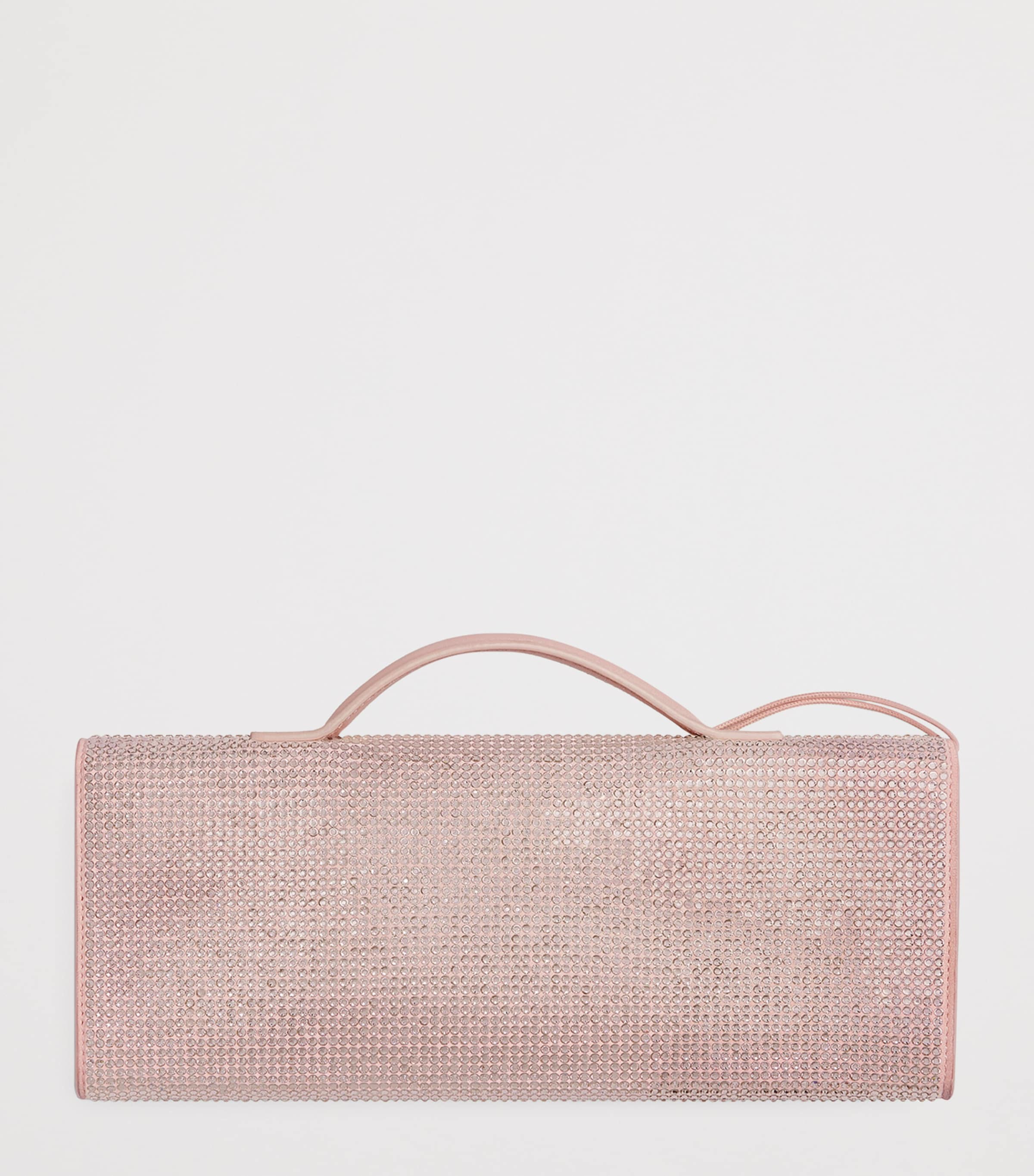 Leather Crystal-Embellished Andiamo Clutch Bag 6877 Image 3