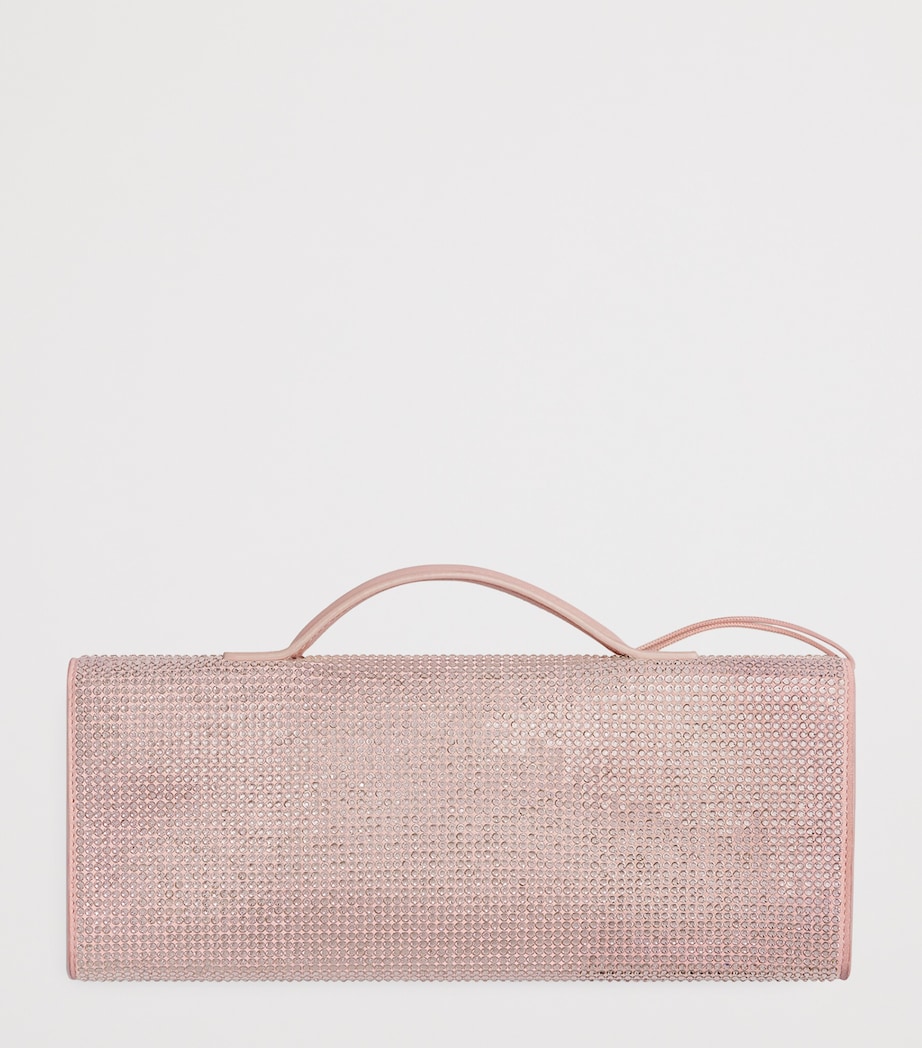 Leather Crystal-Embellished Andiamo Clutch Bag 6877 Image 3