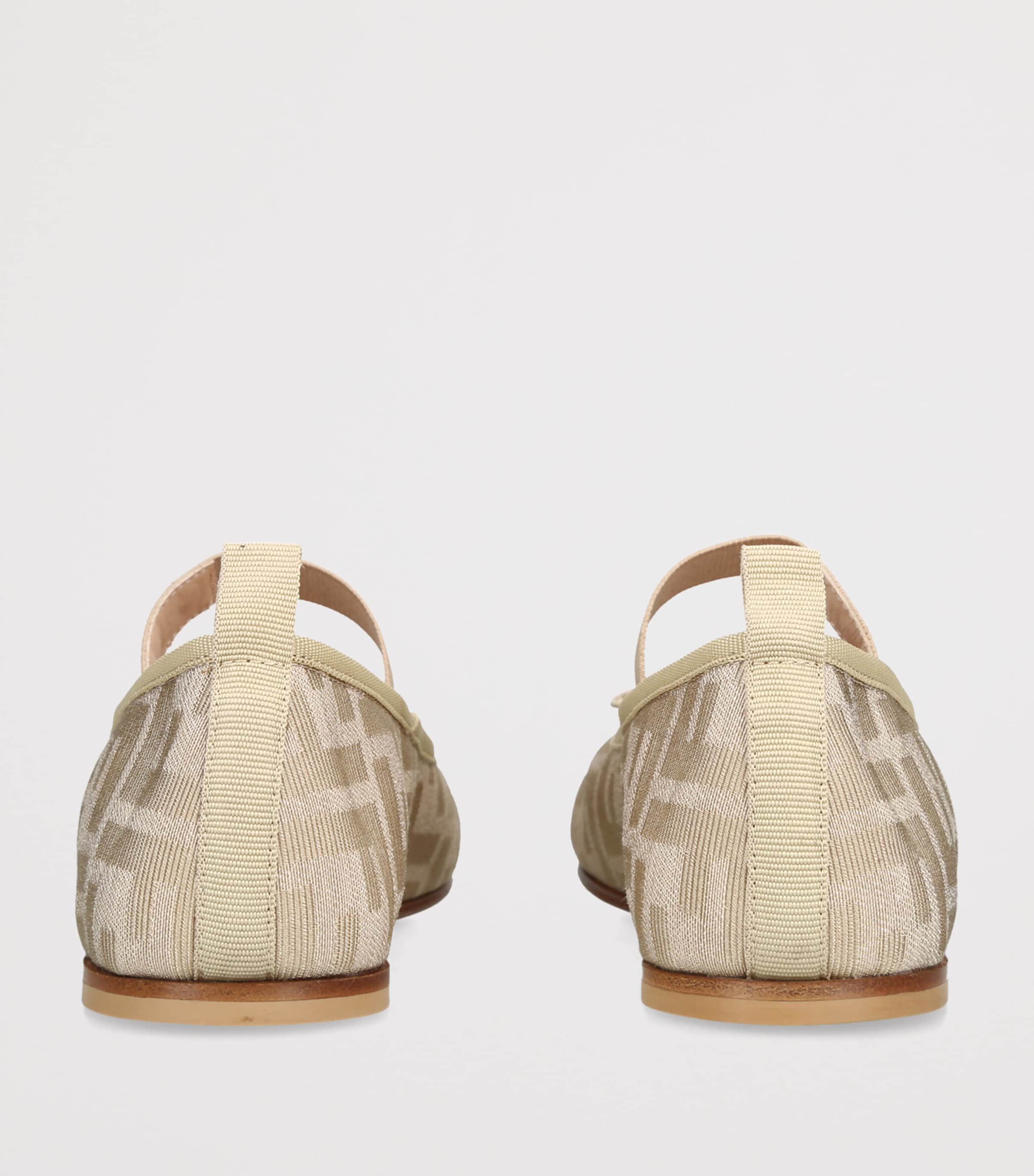 Fendi Kids Monogram-Strap Ballet Flats Beige Image 4