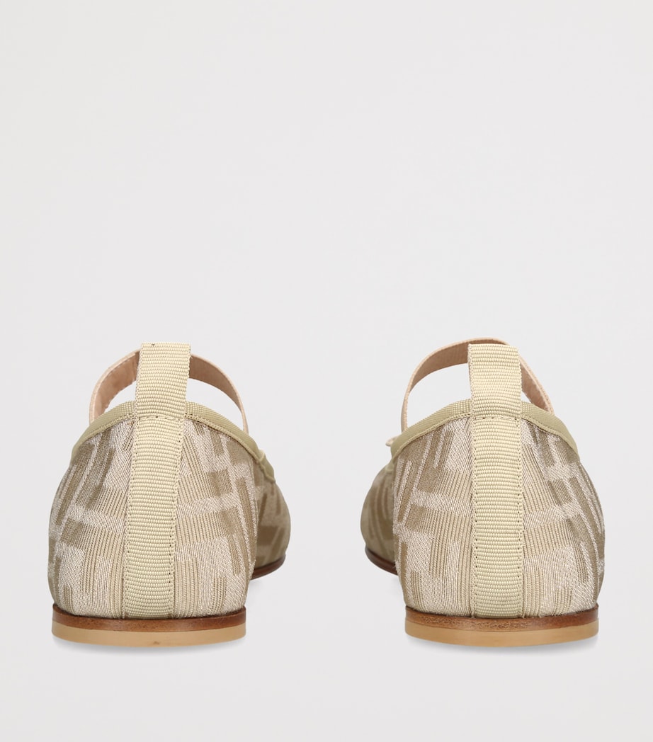 Fendi Kids Monogram-Strap Ballet Flats Beige Image 4