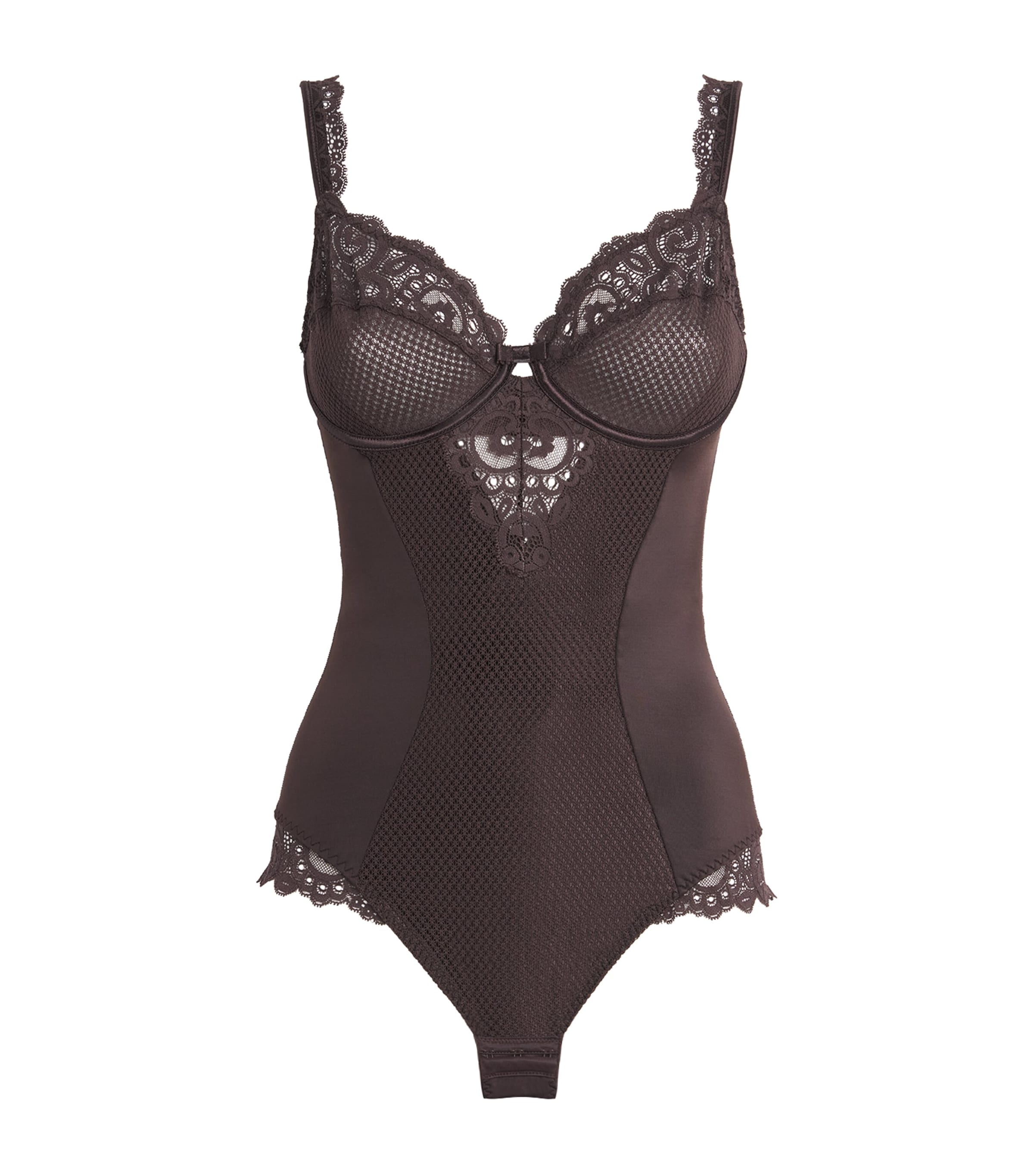 Maison Lejaby Womens Lace Gaby Underwired Bodysuit Cola Image 1