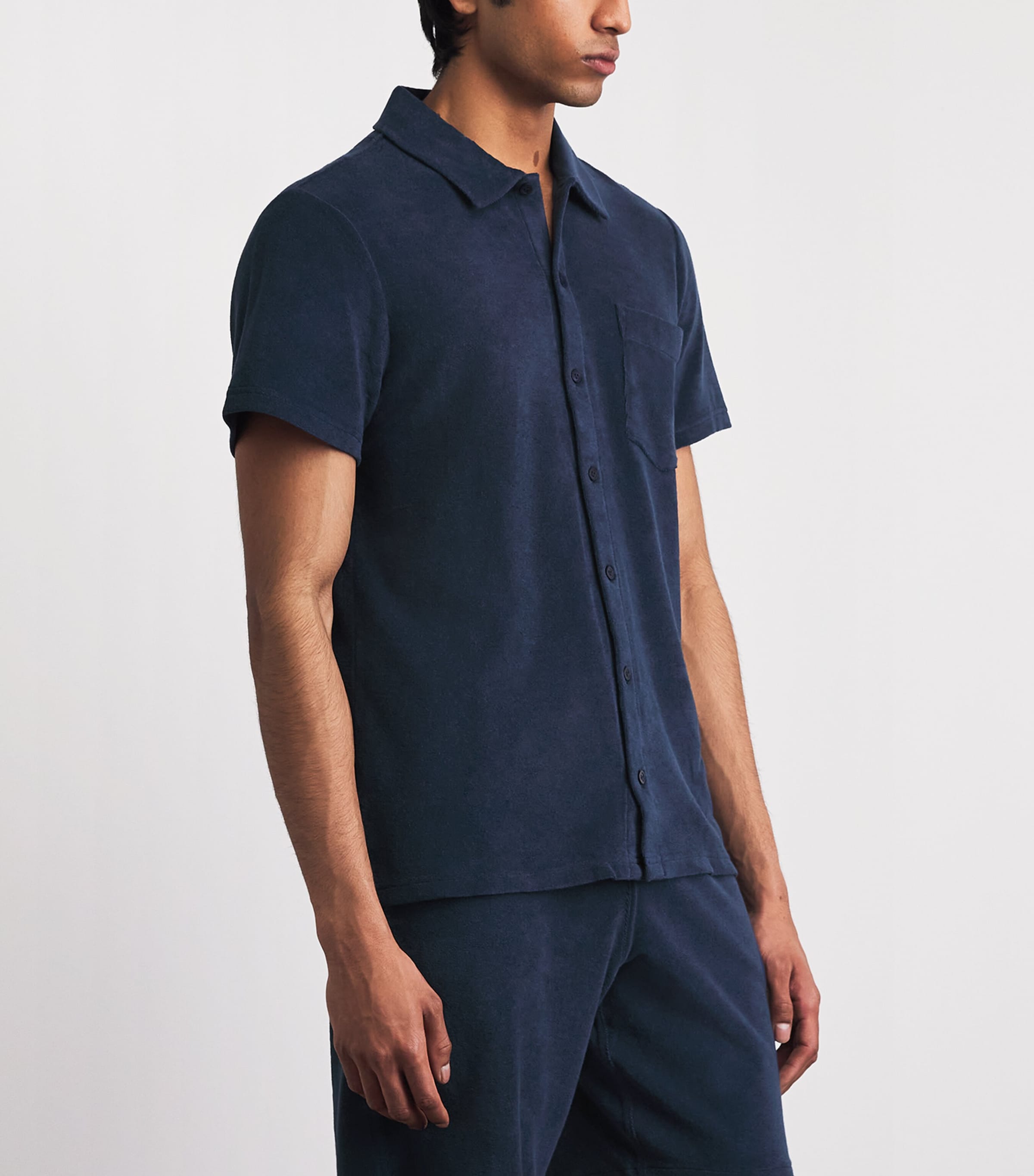 Vilebrequin Mens Organic Cotton Terry-Blend Charli Shirt Bleu Marine Image 4