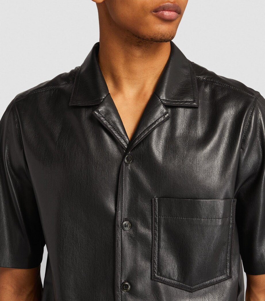Nanushka Mens Faux Leather Shirt Black Image 6
