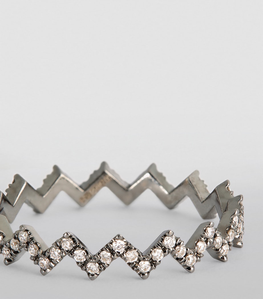 Eva Fehren Blackened White Gold and Diamond Ziggy Ring Black Gold Image 5